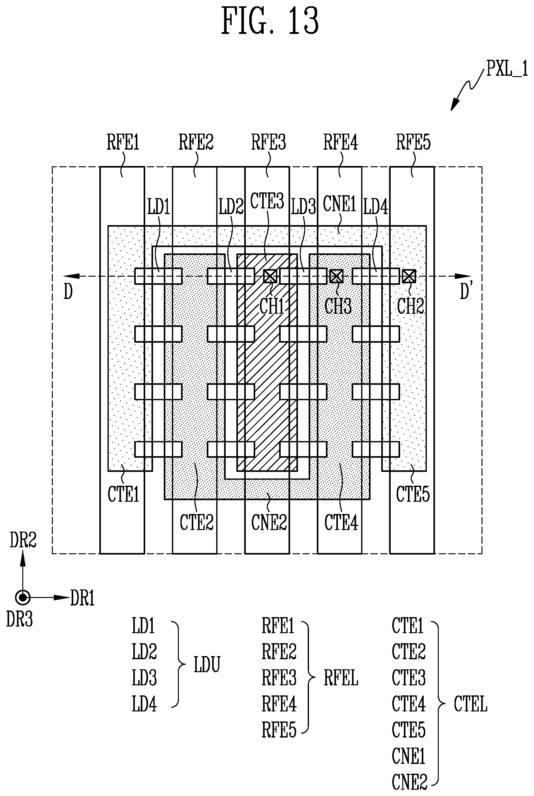 Patent US12155027 Figure 16 – Display device including a pad unit connected to a pixel