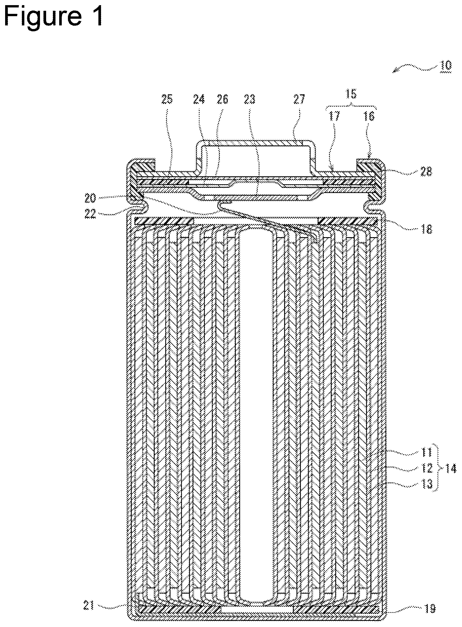 Patent US12155064 Figure 1 – Nonaqueous electrolyte secondary battery