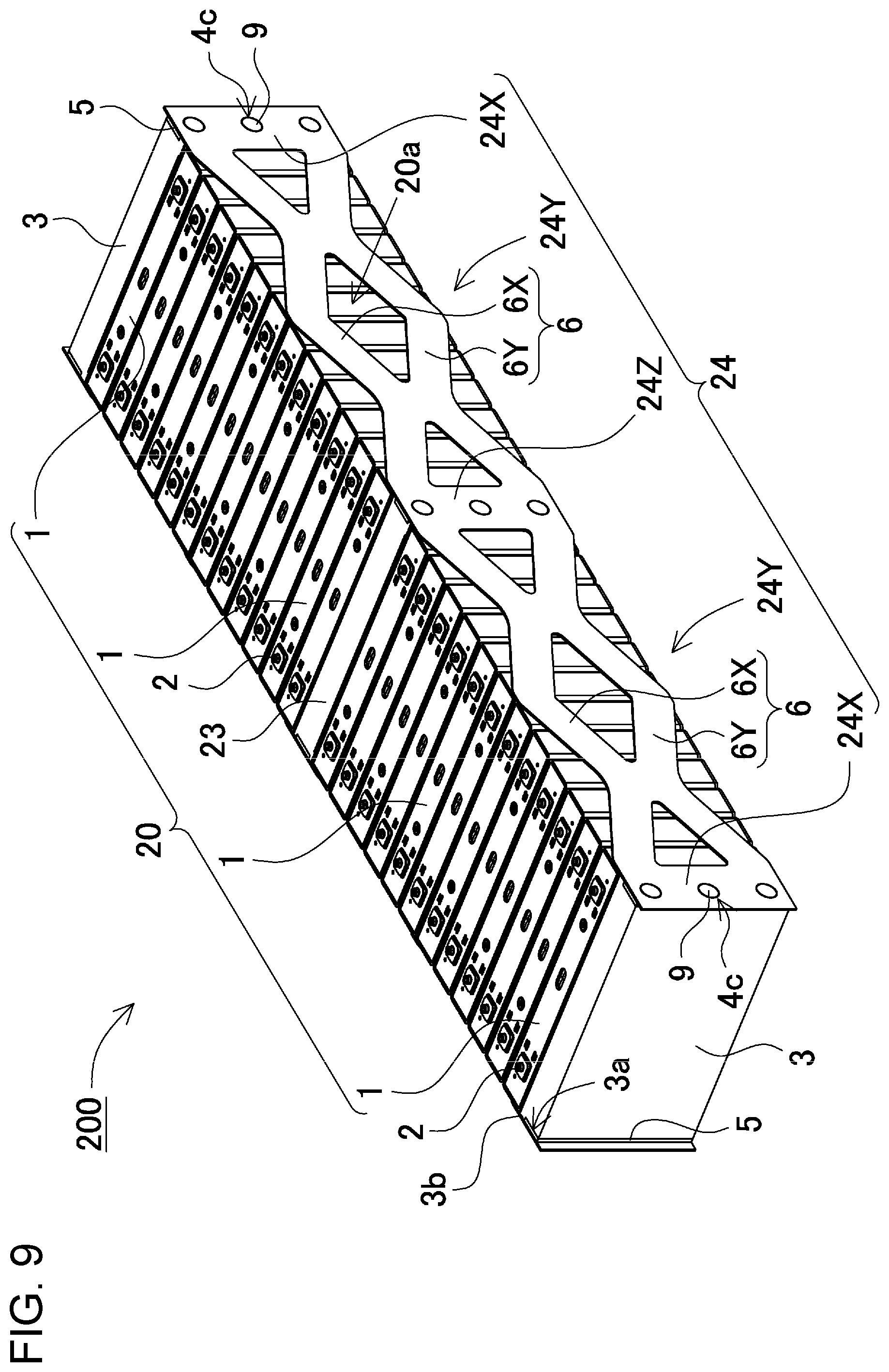 Patent US12155081 Figure 7 – Power supply device, electric vehicle and power storage device provided with said power supply device, and fastening member for power supply device