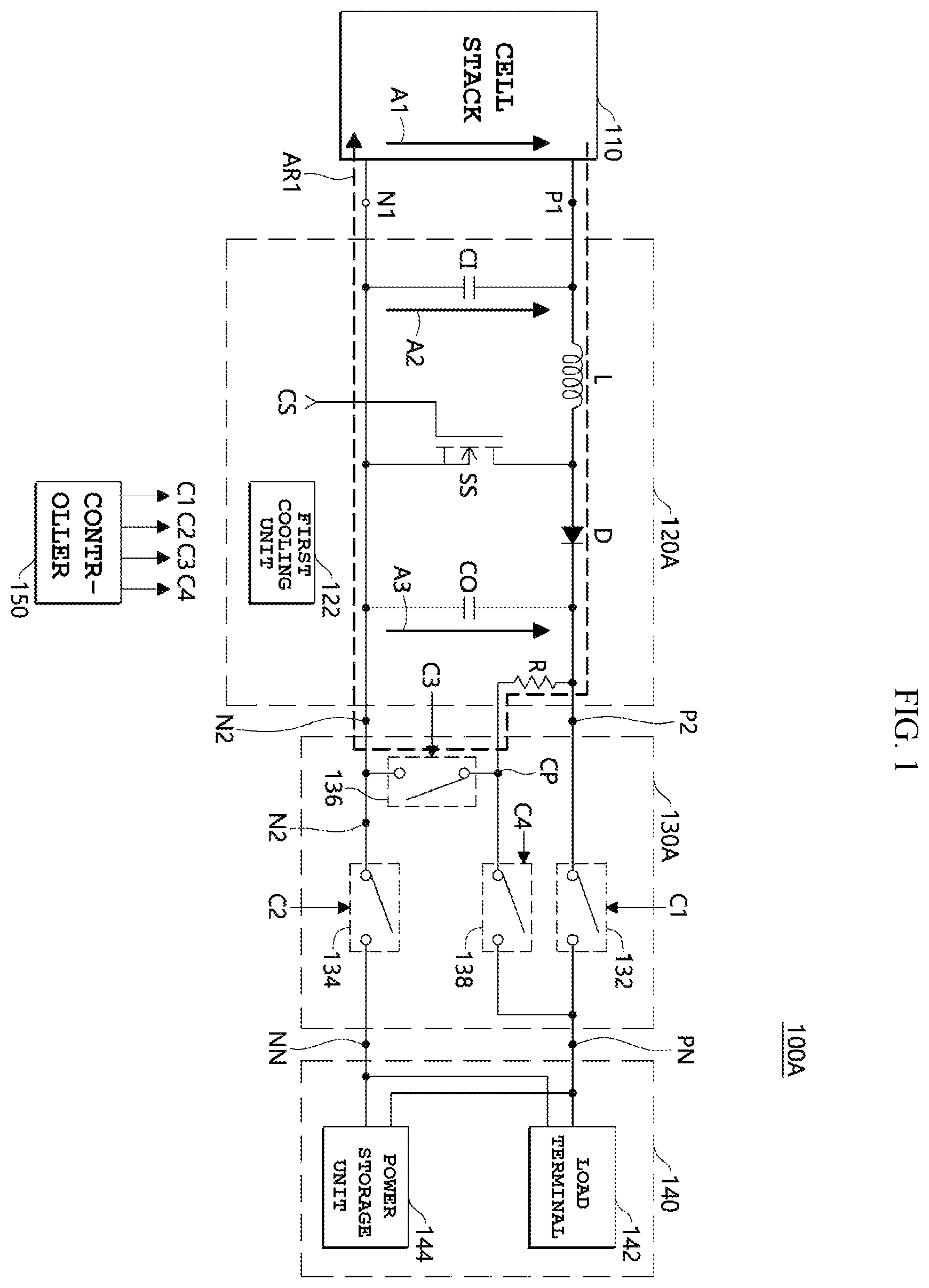 Patent US12155100 Figure 1 – Fuel cell vehicle