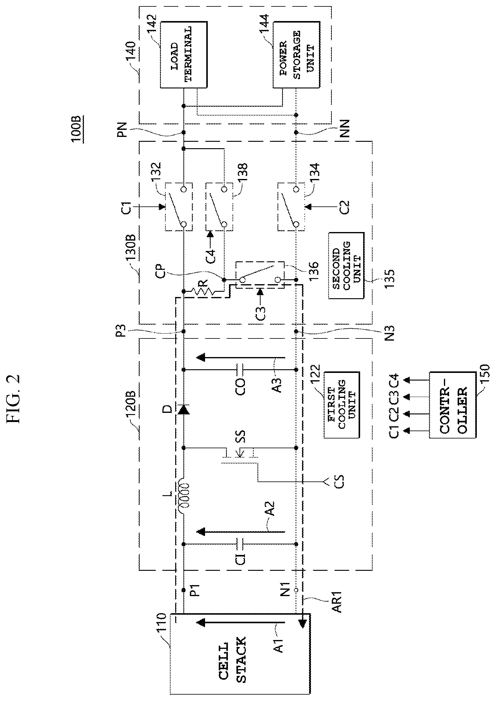 Patent US12155100 Figure 2 – Fuel cell vehicle