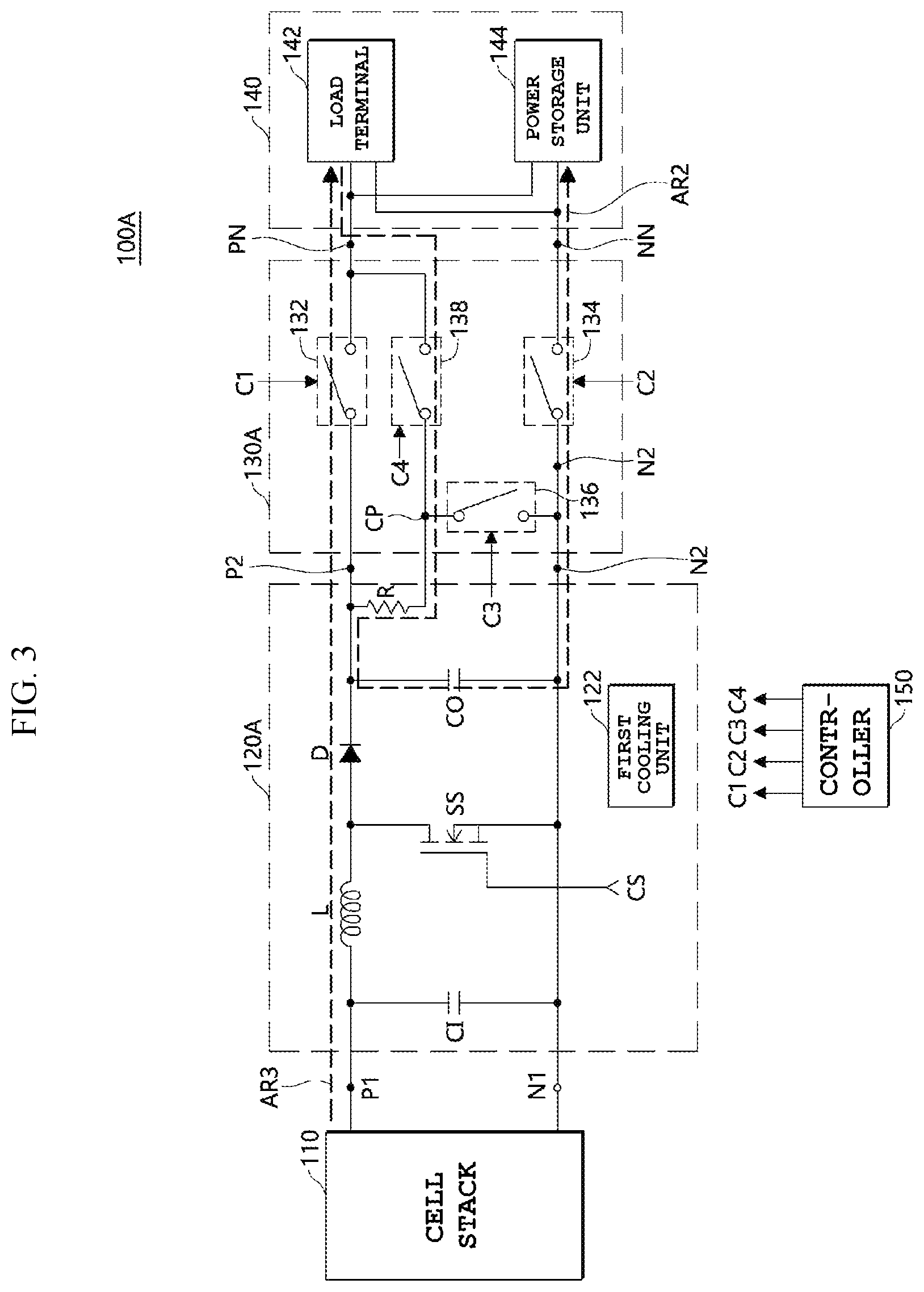 Patent US12155100 Figure 3 – Fuel cell vehicle