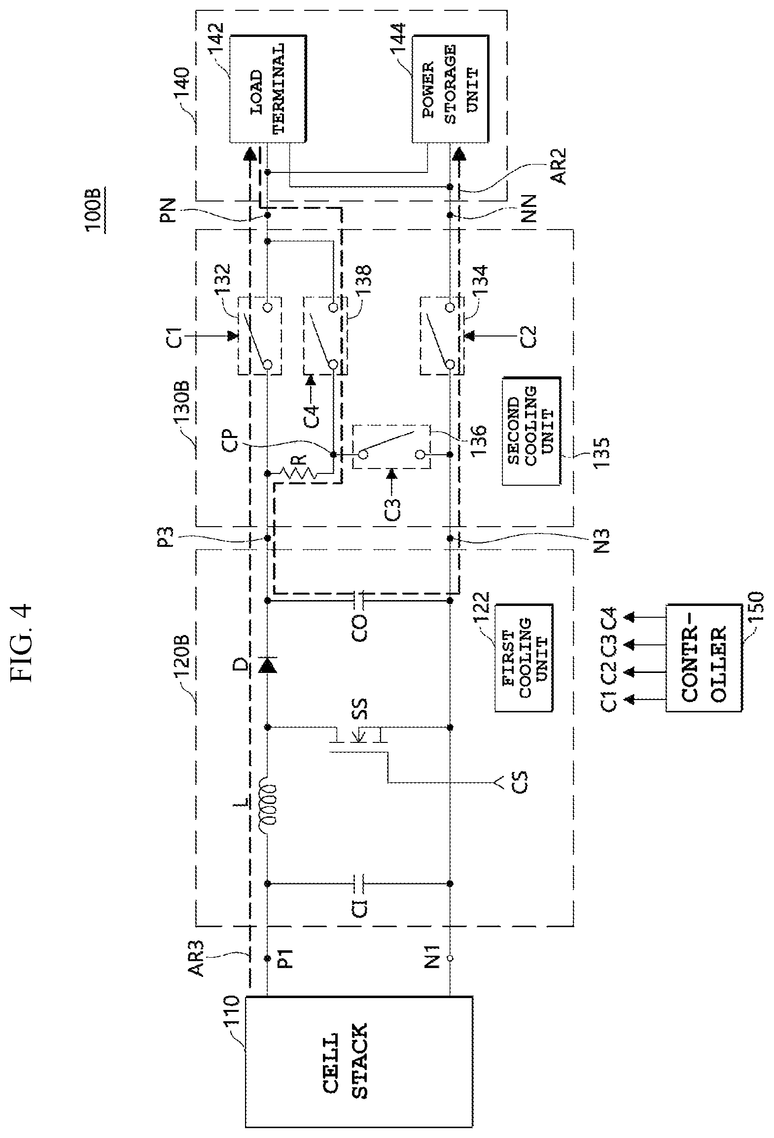 Patent US12155100 Figure 4 – Fuel cell vehicle