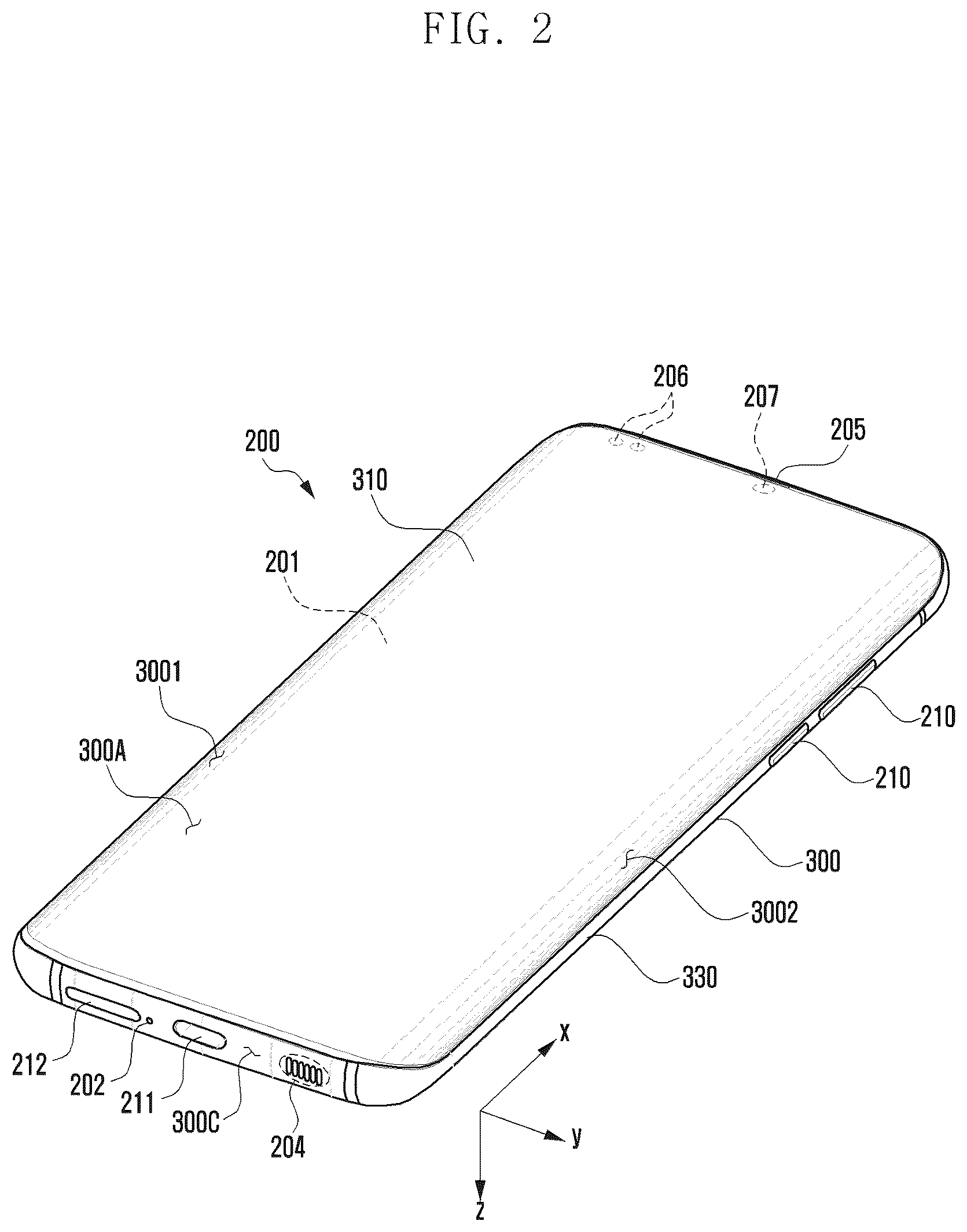 Patent US12155114 Figure 2 – Electronic device including antenna