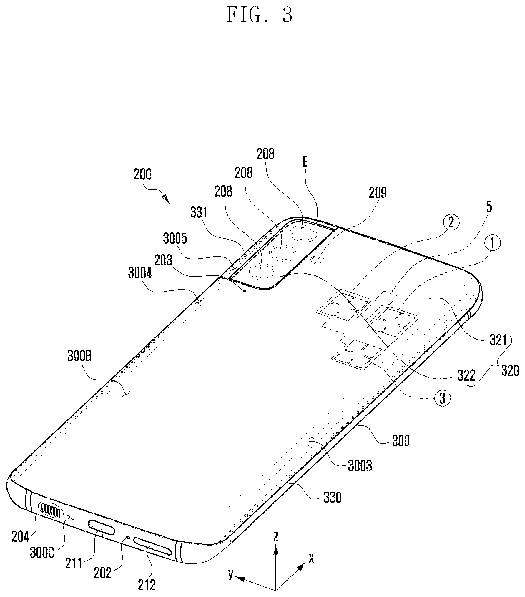 Patent US12155114 Figure 3 – Electronic device including antenna