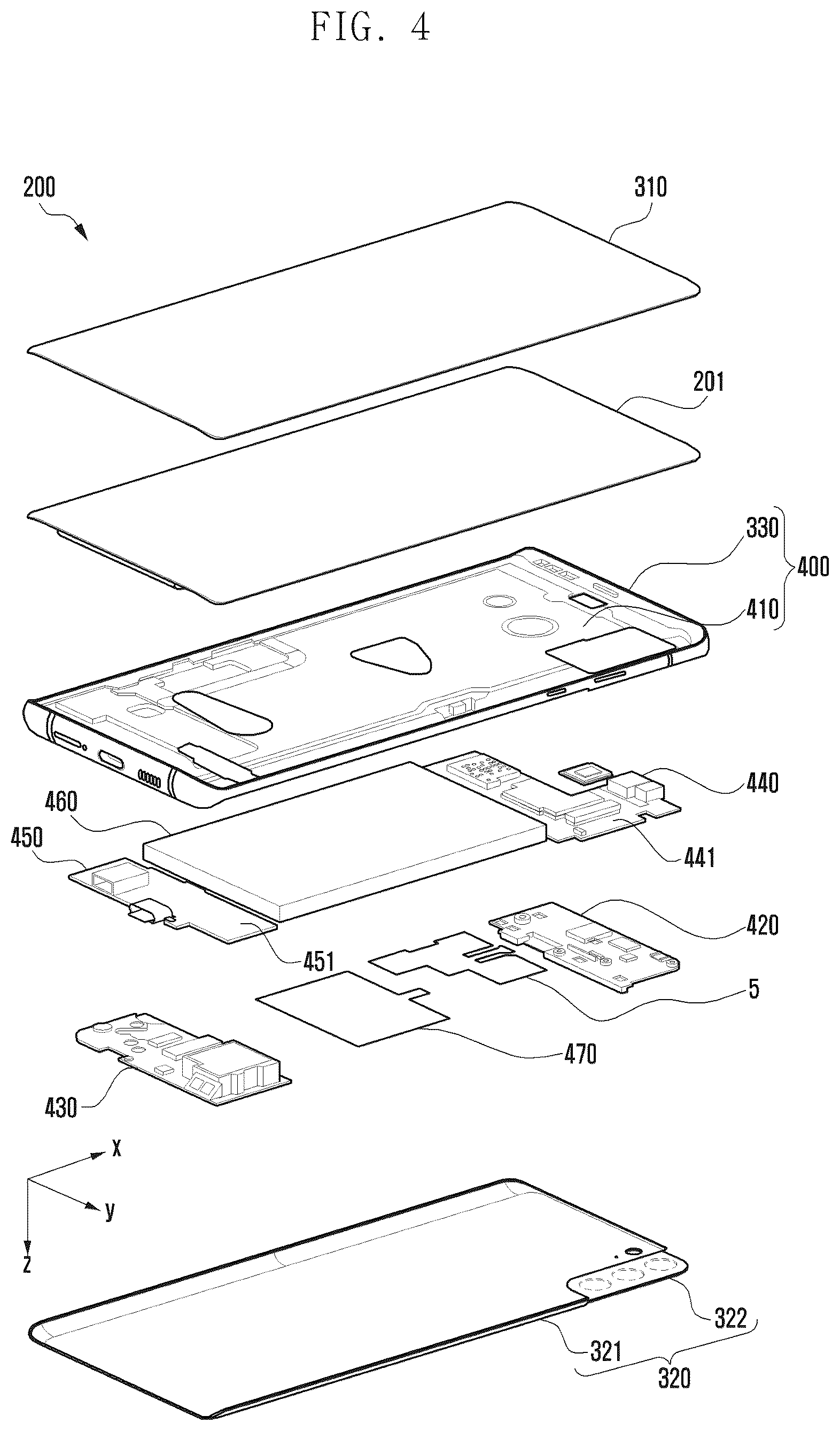 Patent US12155114 Figure 4 – Electronic device including antenna