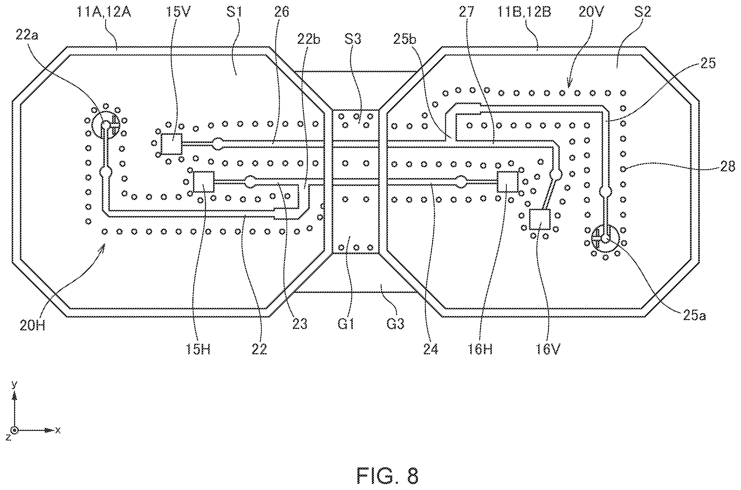 Patent US12155117 Figure 8 – Antenna device