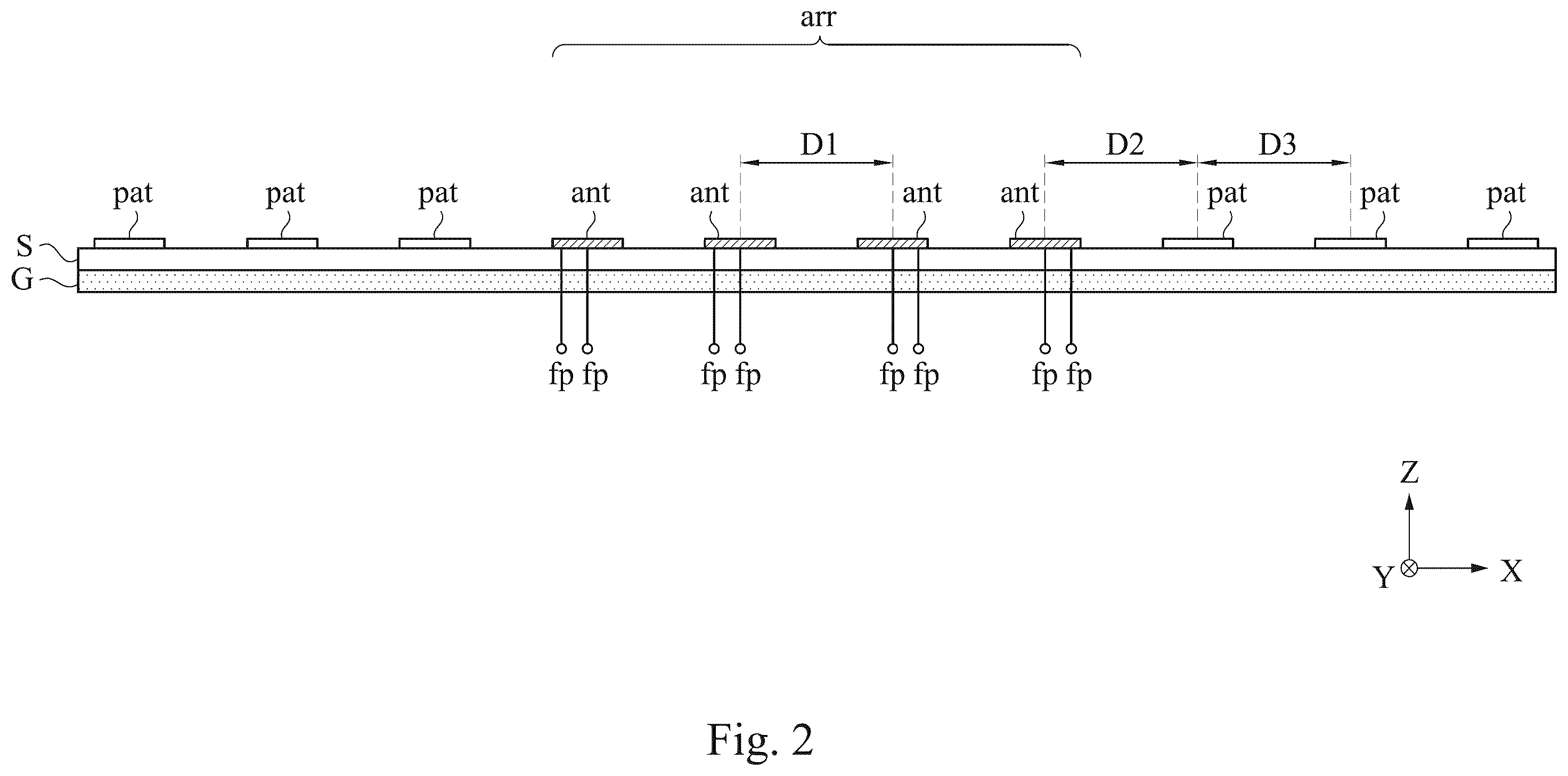 Patent US12155120 Figure 2 – Antenna array device