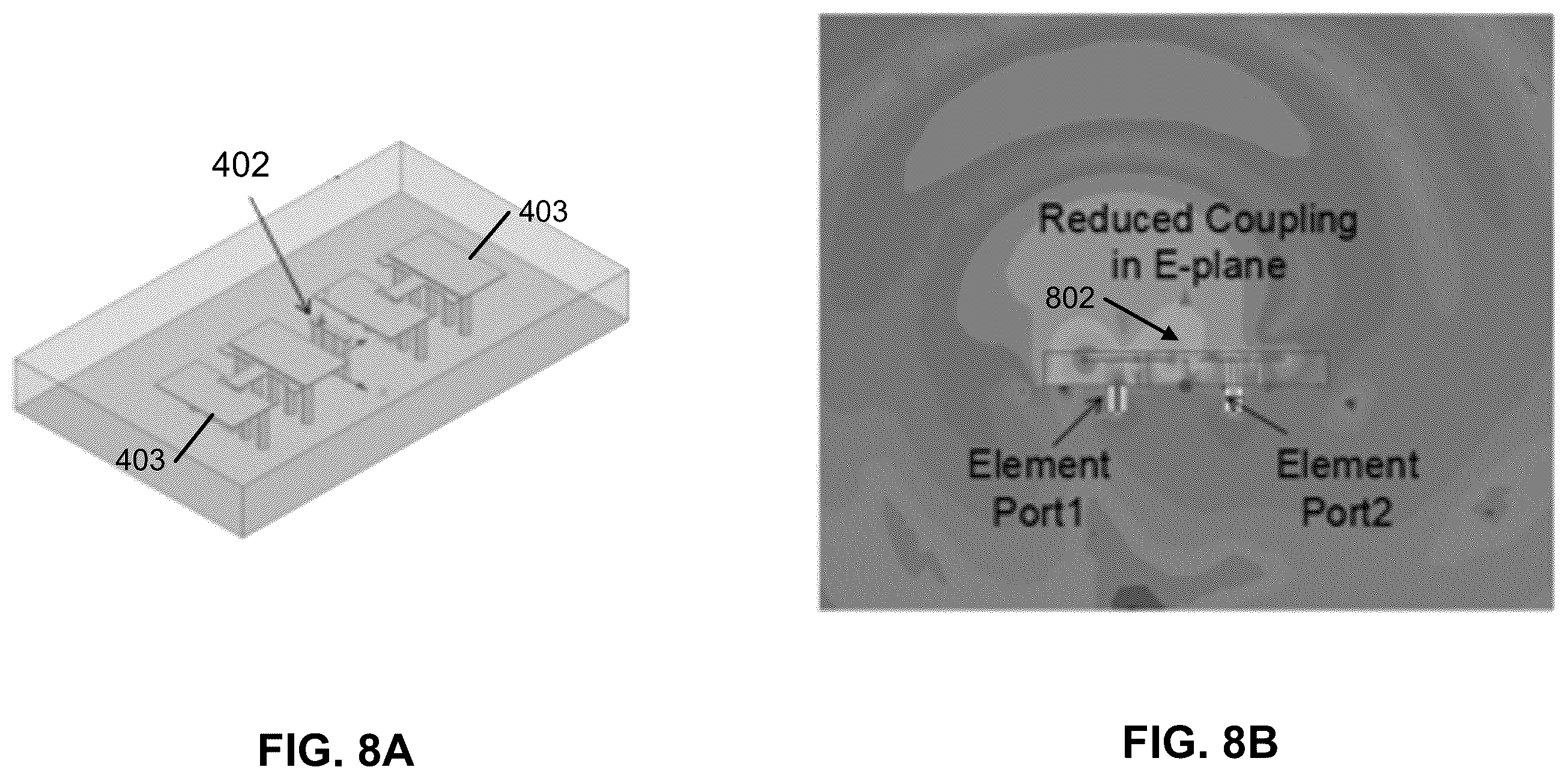 Patent US12155121 Figure 8 – Ultra wideband isolation for coupling reduction in an antenna array