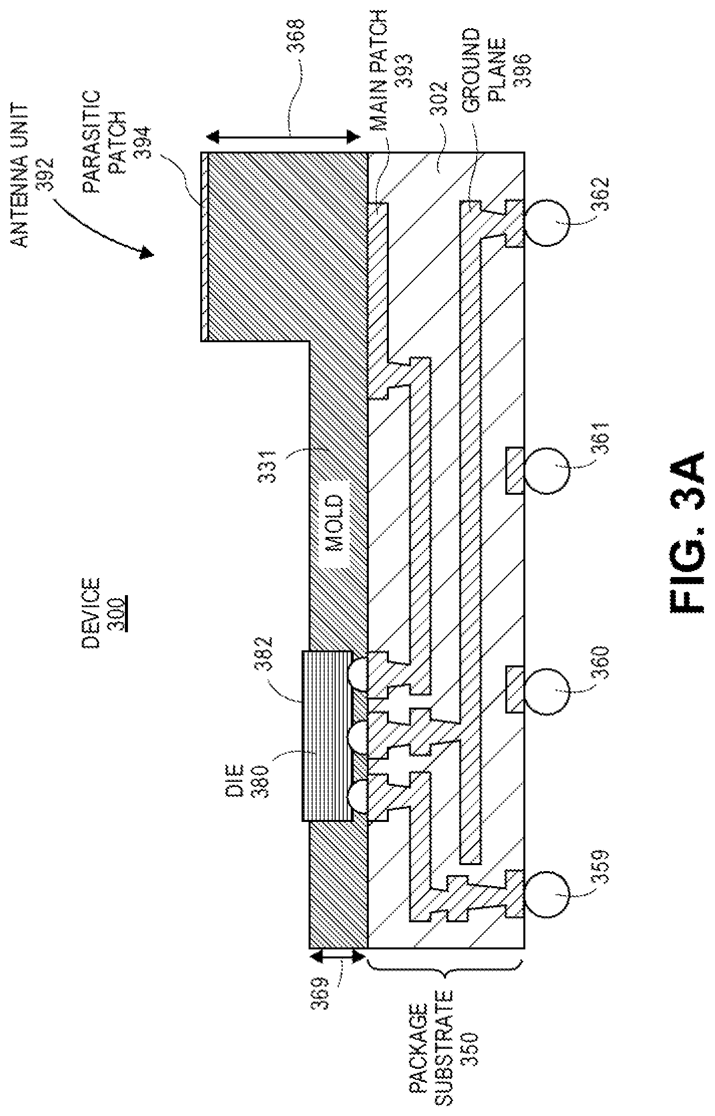 Patent US12155133 Figure 3 – Microelectronic devices designed with mold patterning to create package-level components for high frequency communication systems