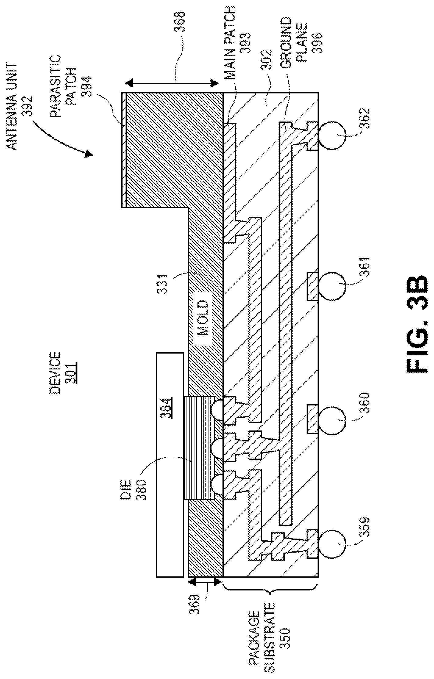 Patent US12155133 Figure 4 – Microelectronic devices designed with mold patterning to create package-level components for high frequency communication systems