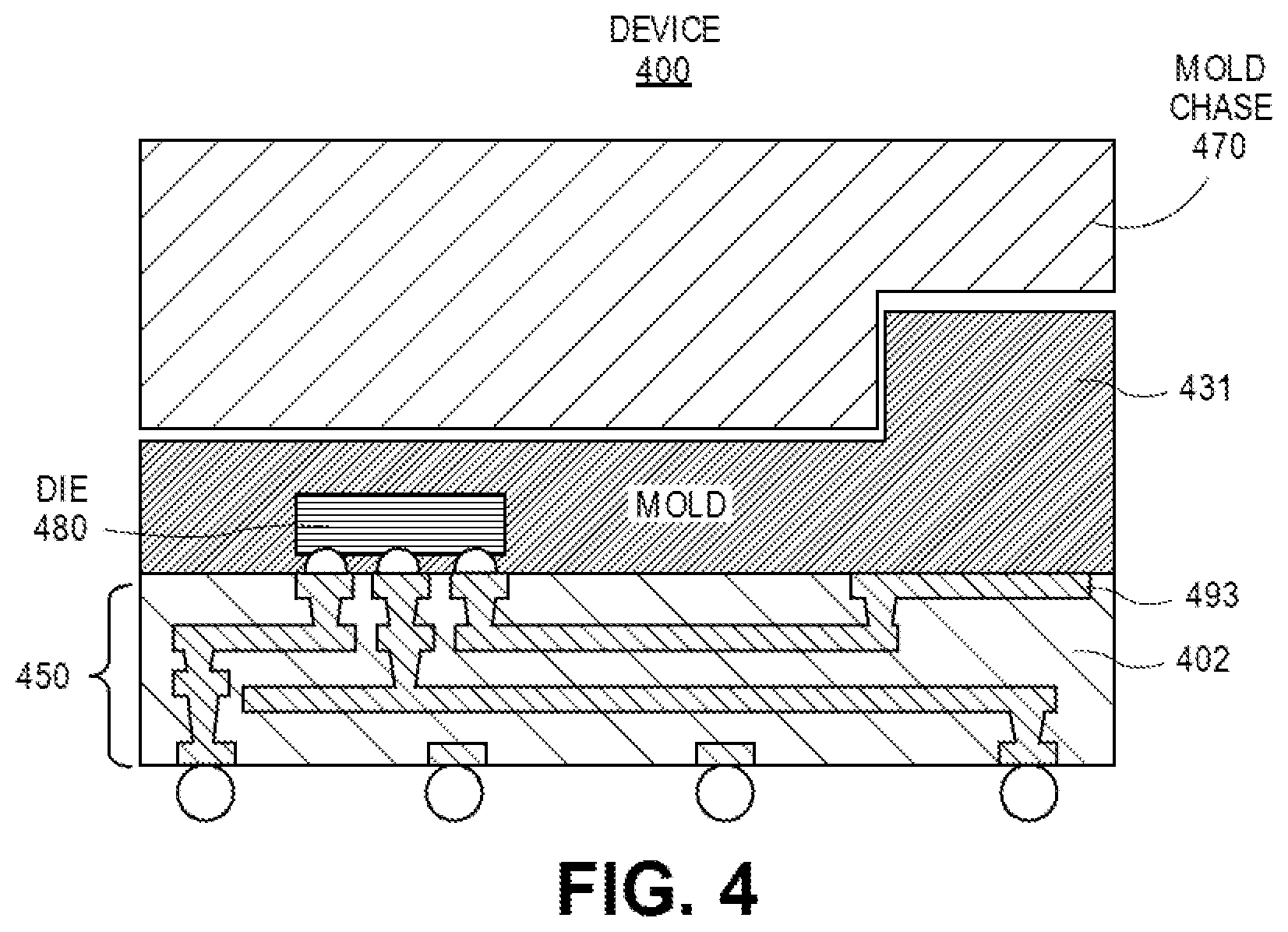 Patent US12155133 Figure 5 – Microelectronic devices designed with mold patterning to create package-level components for high frequency communication systems