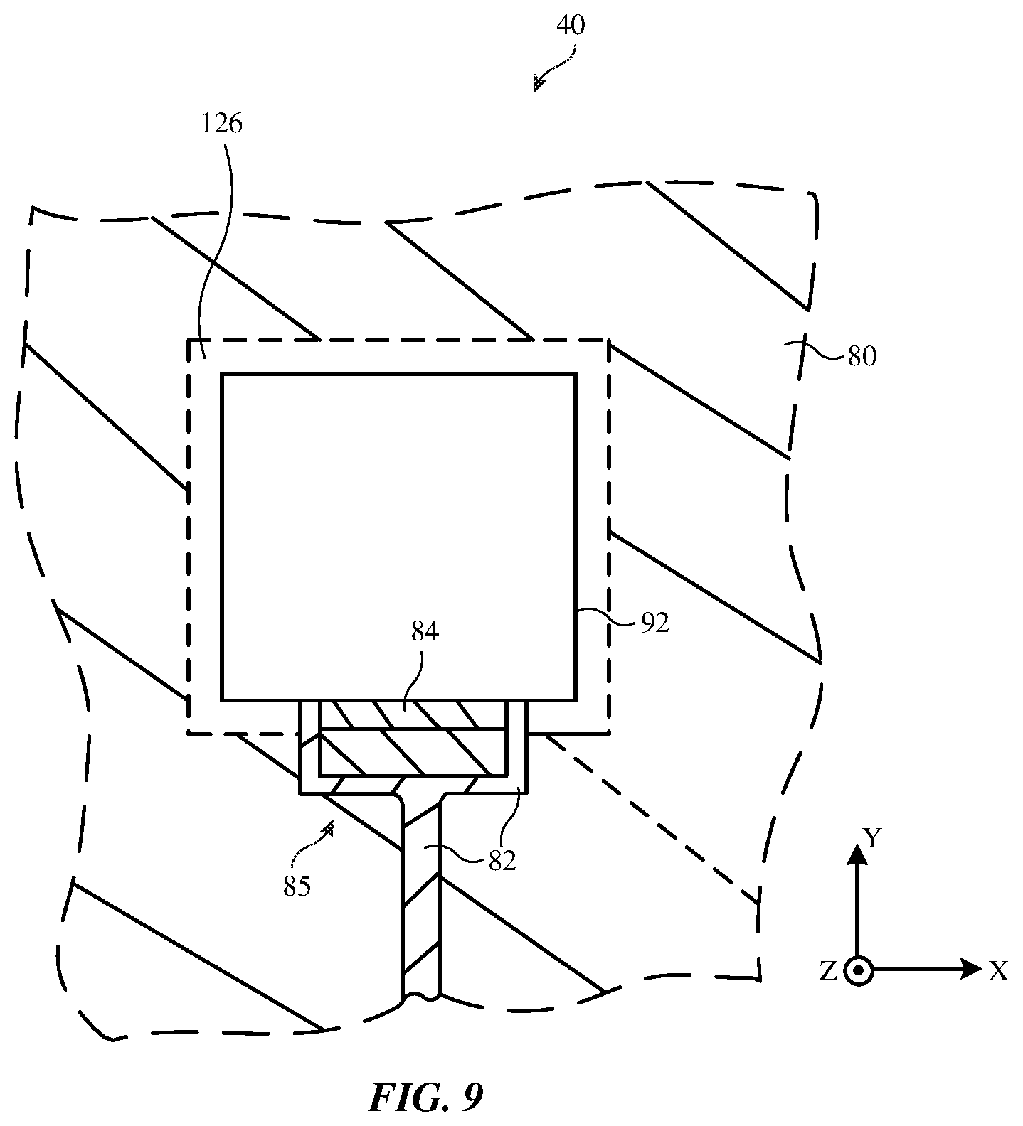 Patent US12155134 Figure 9 – Electronic devices having dielectric resonator antennas with parasitic patches