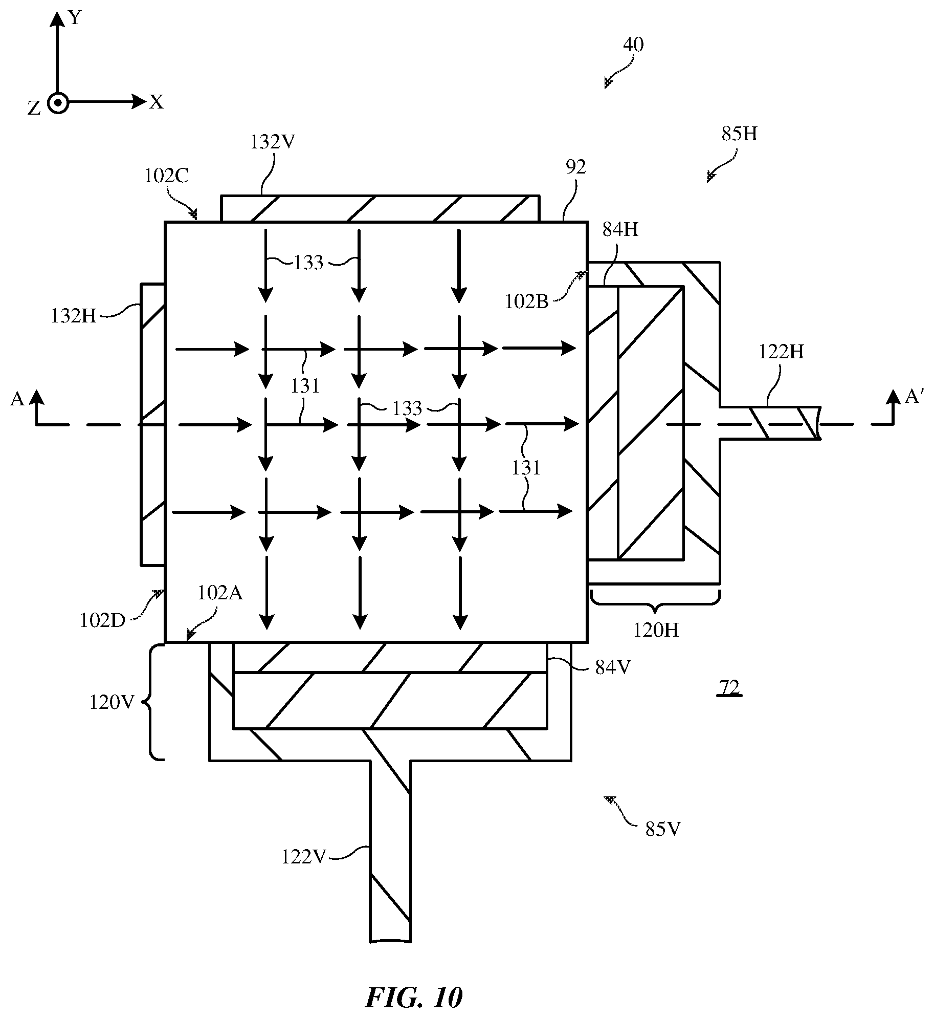 Patent US12155134 Figure 10 – Electronic devices having dielectric resonator antennas with parasitic patches