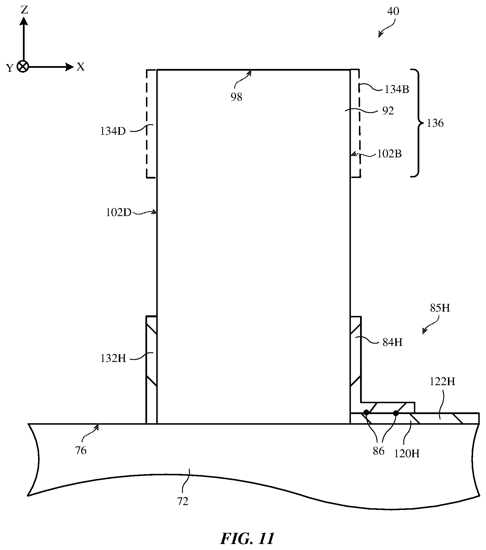 Patent US12155134 Figure 11 – Electronic devices having dielectric resonator antennas with parasitic patches