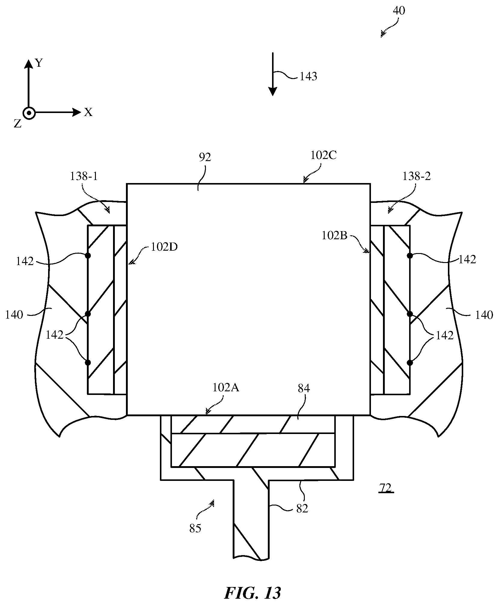 Patent US12155134 Figure 13 – Electronic devices having dielectric resonator antennas with parasitic patches