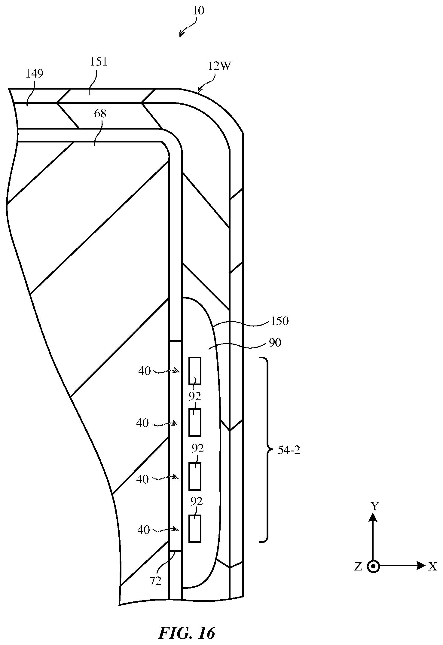 Patent US12155134 Figure 16 – Electronic devices having dielectric resonator antennas with parasitic patches