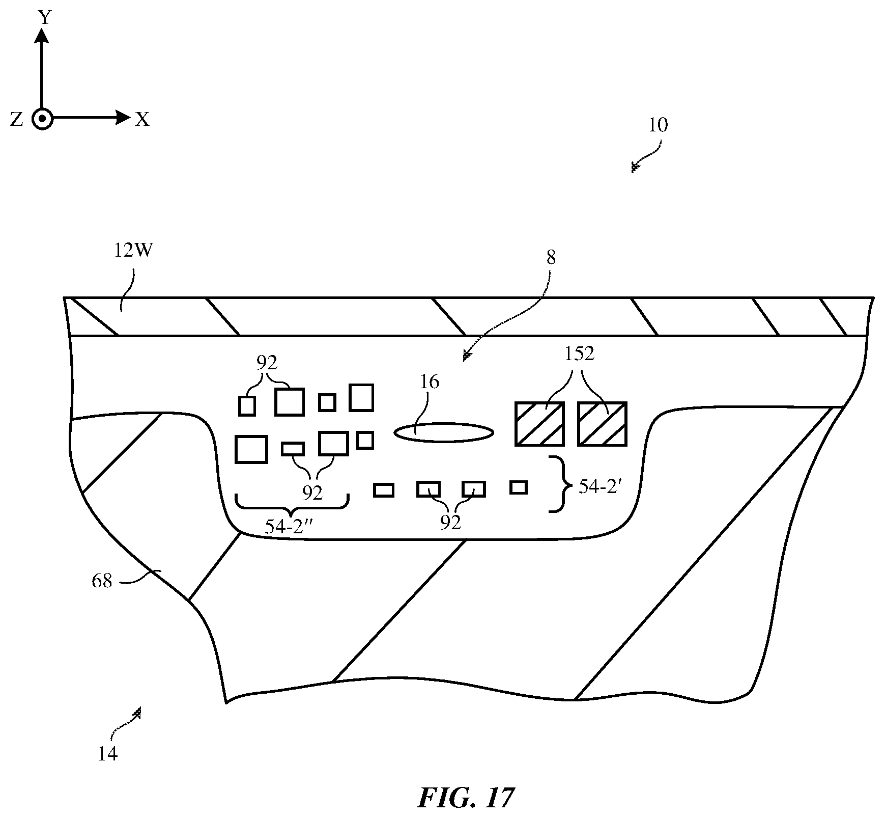 Patent US12155134 Figure 17 – Electronic devices having dielectric resonator antennas with parasitic patches