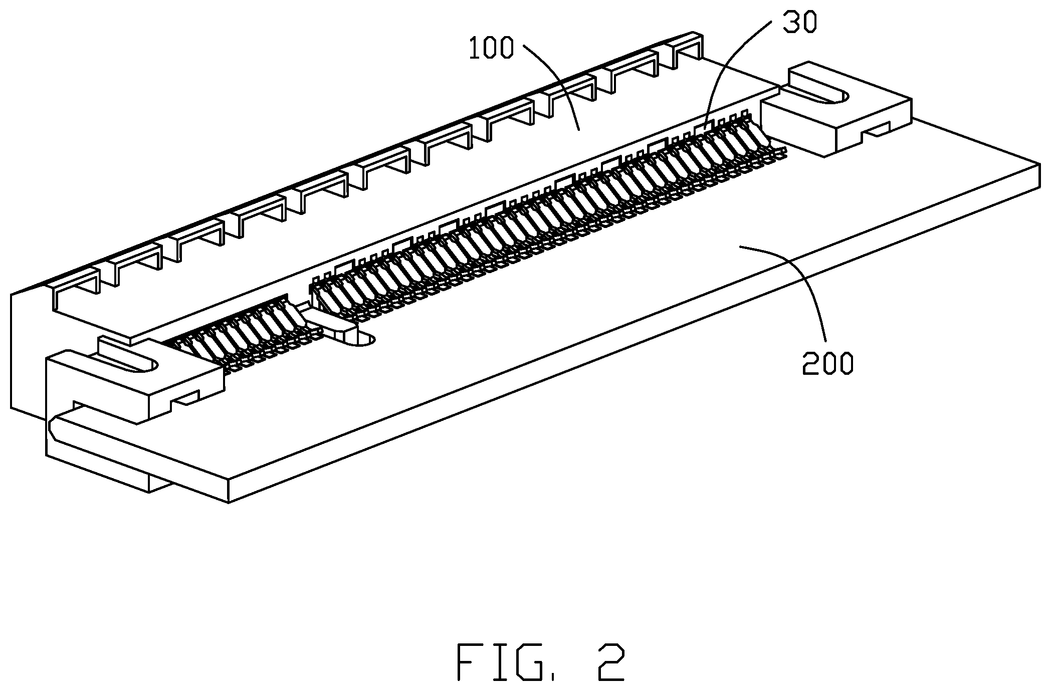 Patent US12155138 Figure 2 – Card edge connector with improved terminal pattern