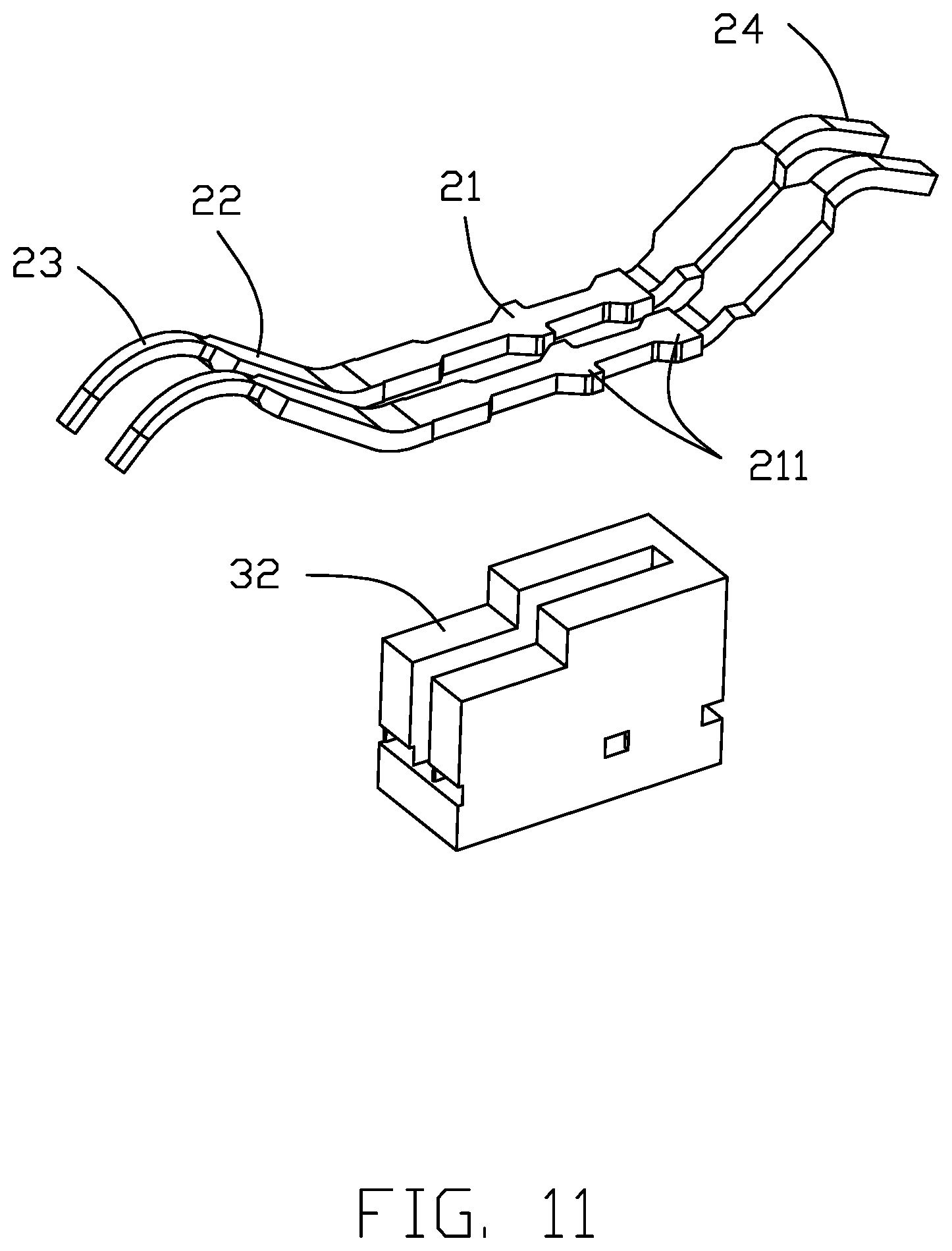 Patent US12155138 Figure 11 – Card edge connector with improved terminal pattern