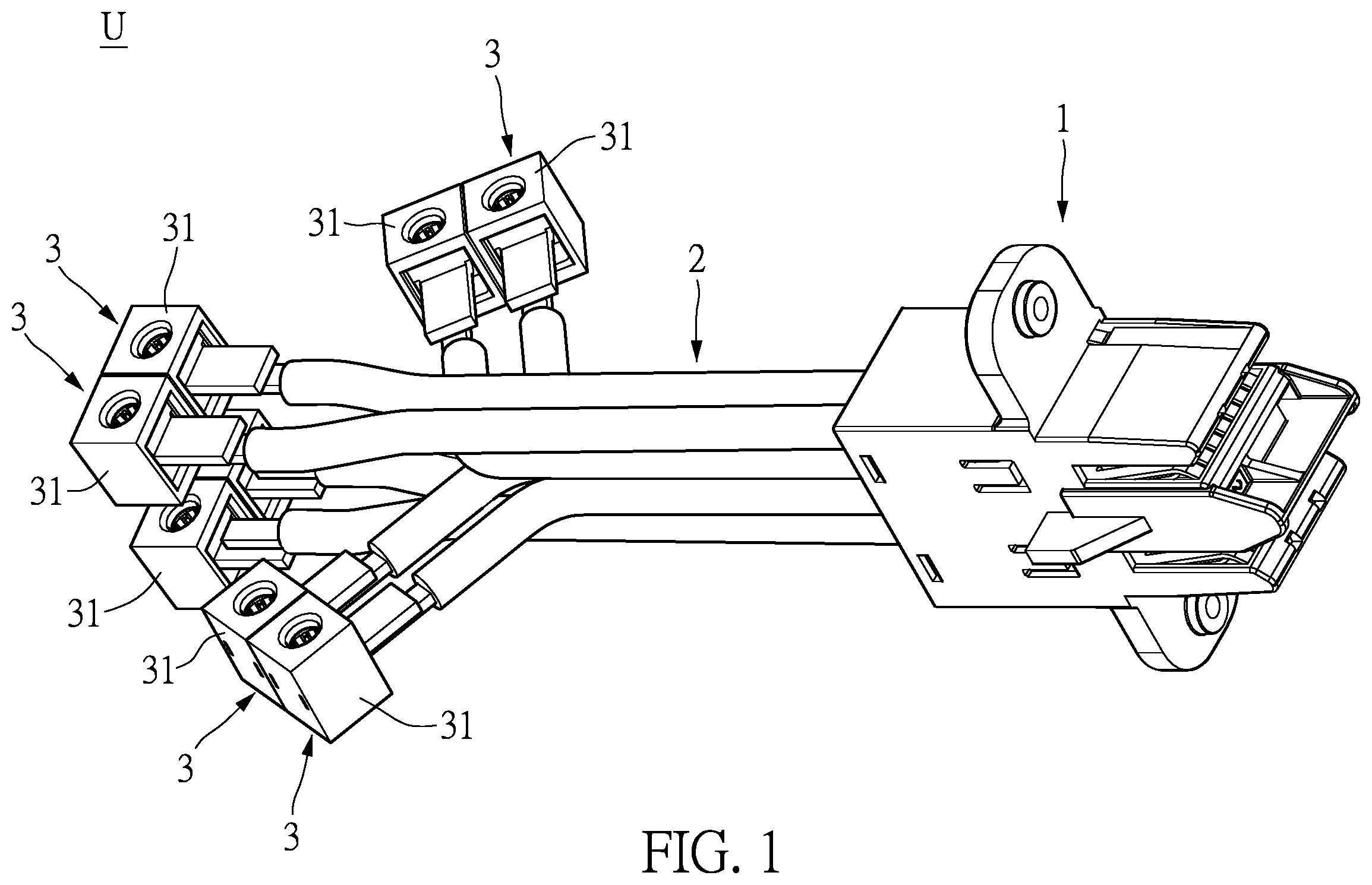 Patent US12155143 Figure 1 – Current transmission assembly and current transmission system