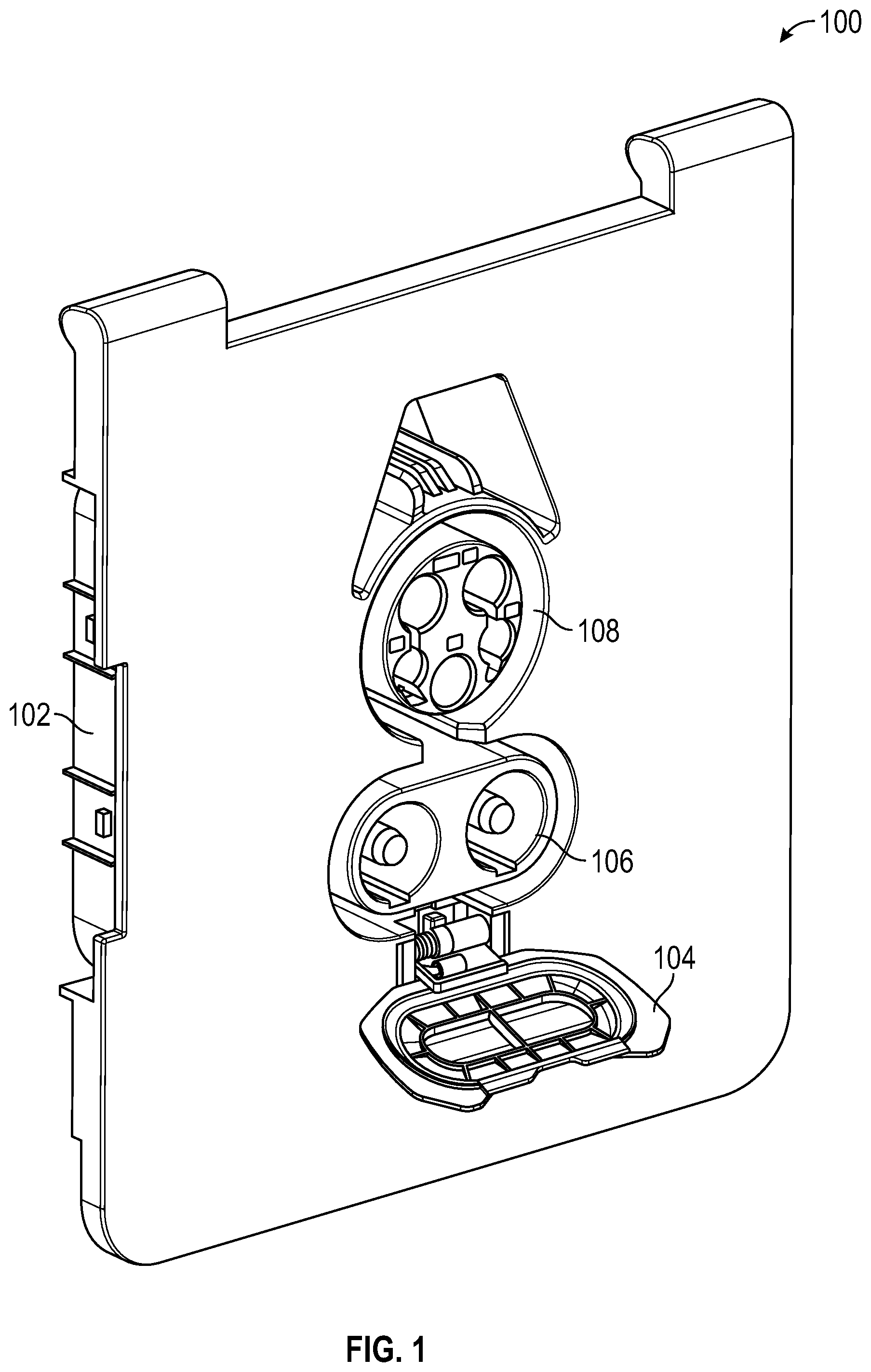 Patent US12155151 — Socket assembly with locking mechanism activated after rotation of the flap — Figure 1
