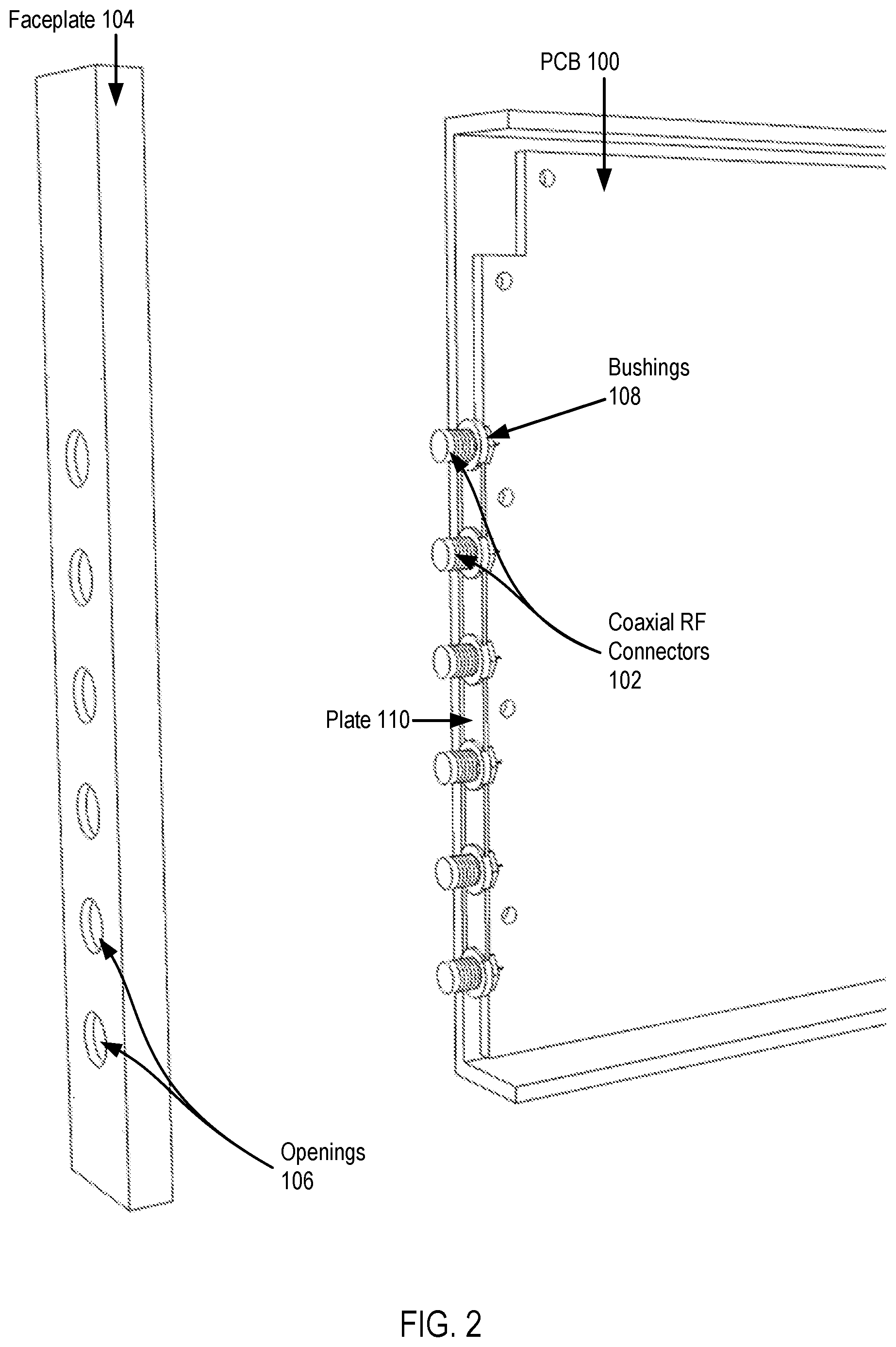 Patent US12155157 Figure 2 – Optimizing mounting points for coaxial RF connectors