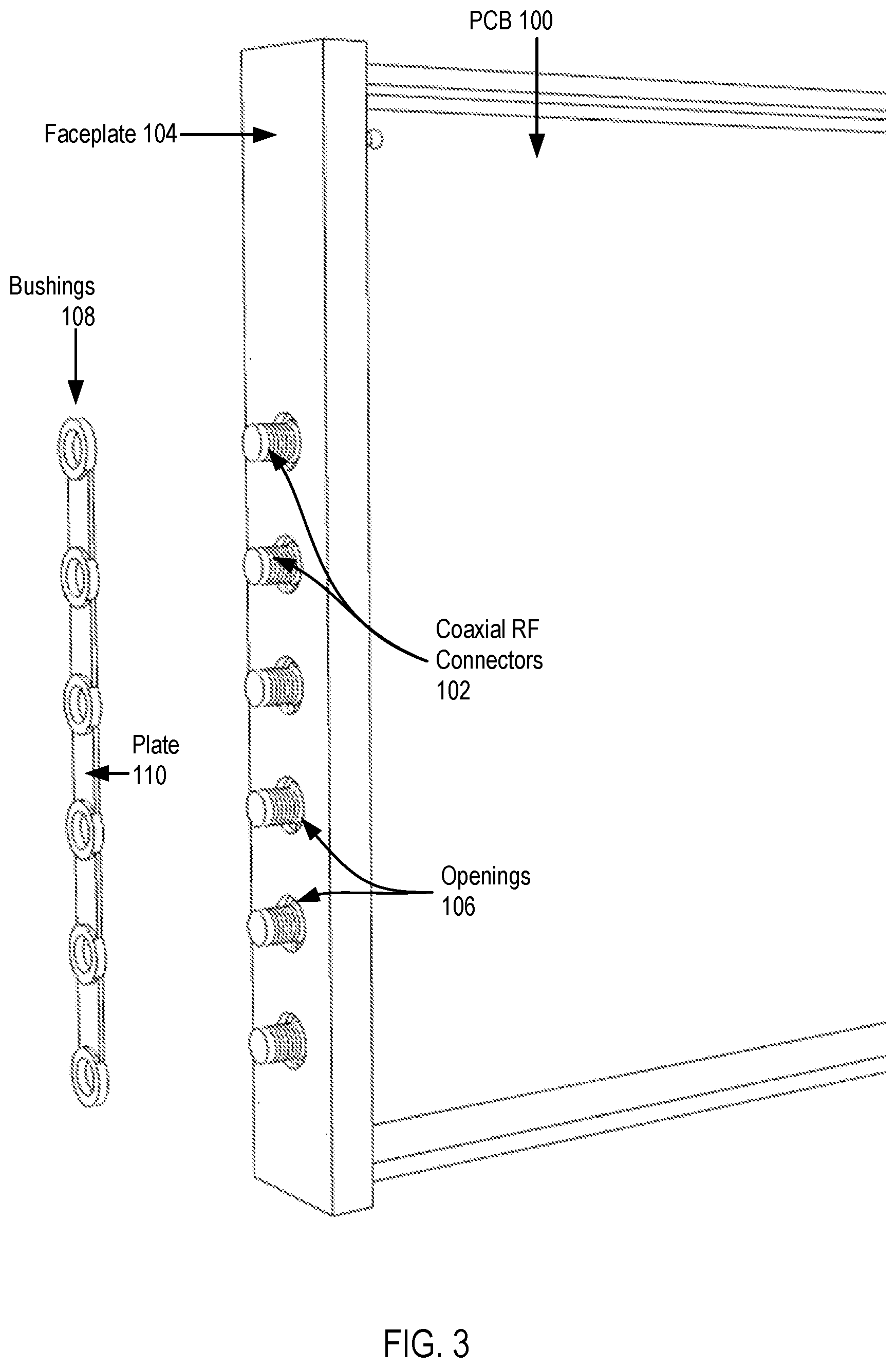 Patent US12155157 Figure 3 – Optimizing mounting points for coaxial RF connectors