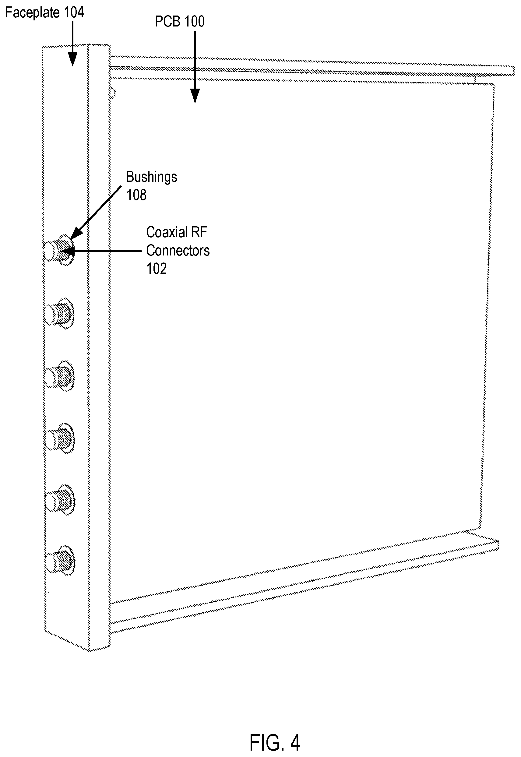 Patent US12155157 Figure 4 – Optimizing mounting points for coaxial RF connectors