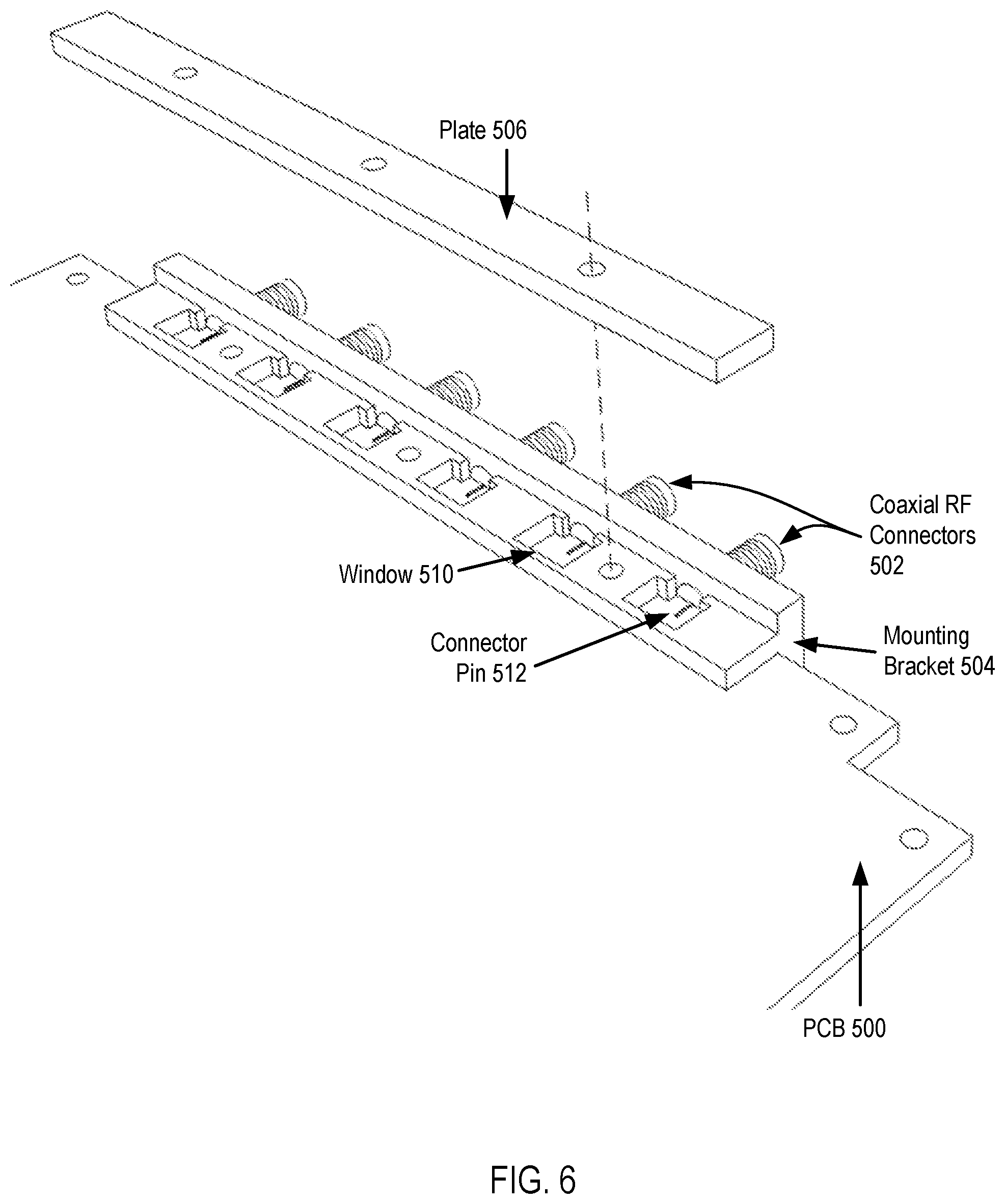 Patent US12155157 Figure 6 – Optimizing mounting points for coaxial RF connectors
