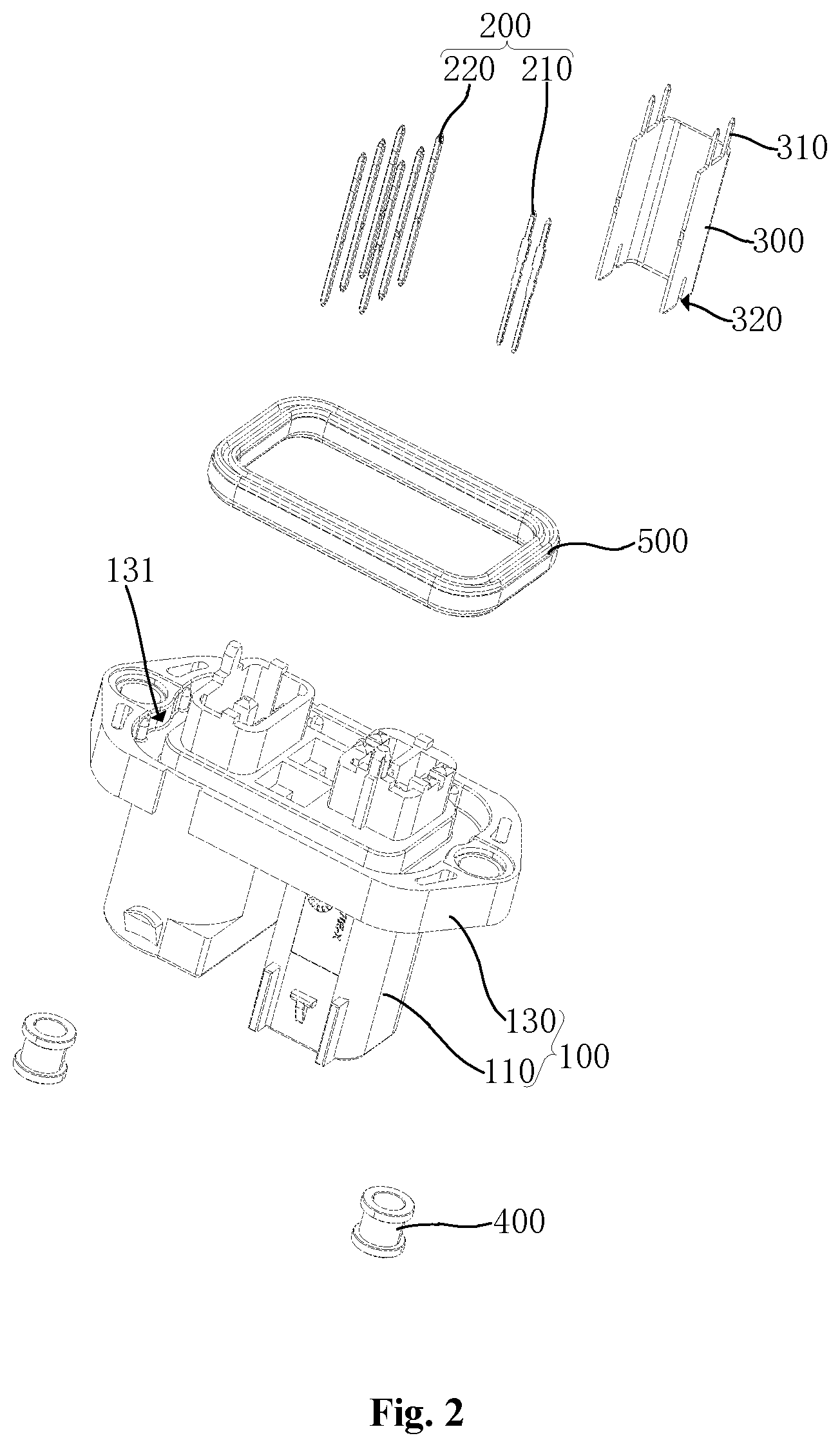 Patent US12155161 Figure 2 – Hybrid electrical connector and electrical connector assembly