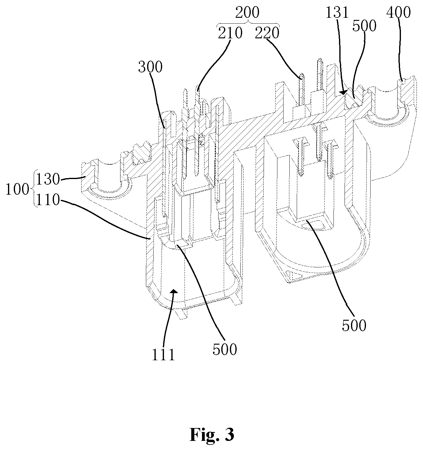 Patent US12155161 Figure 3 – Hybrid electrical connector and electrical connector assembly