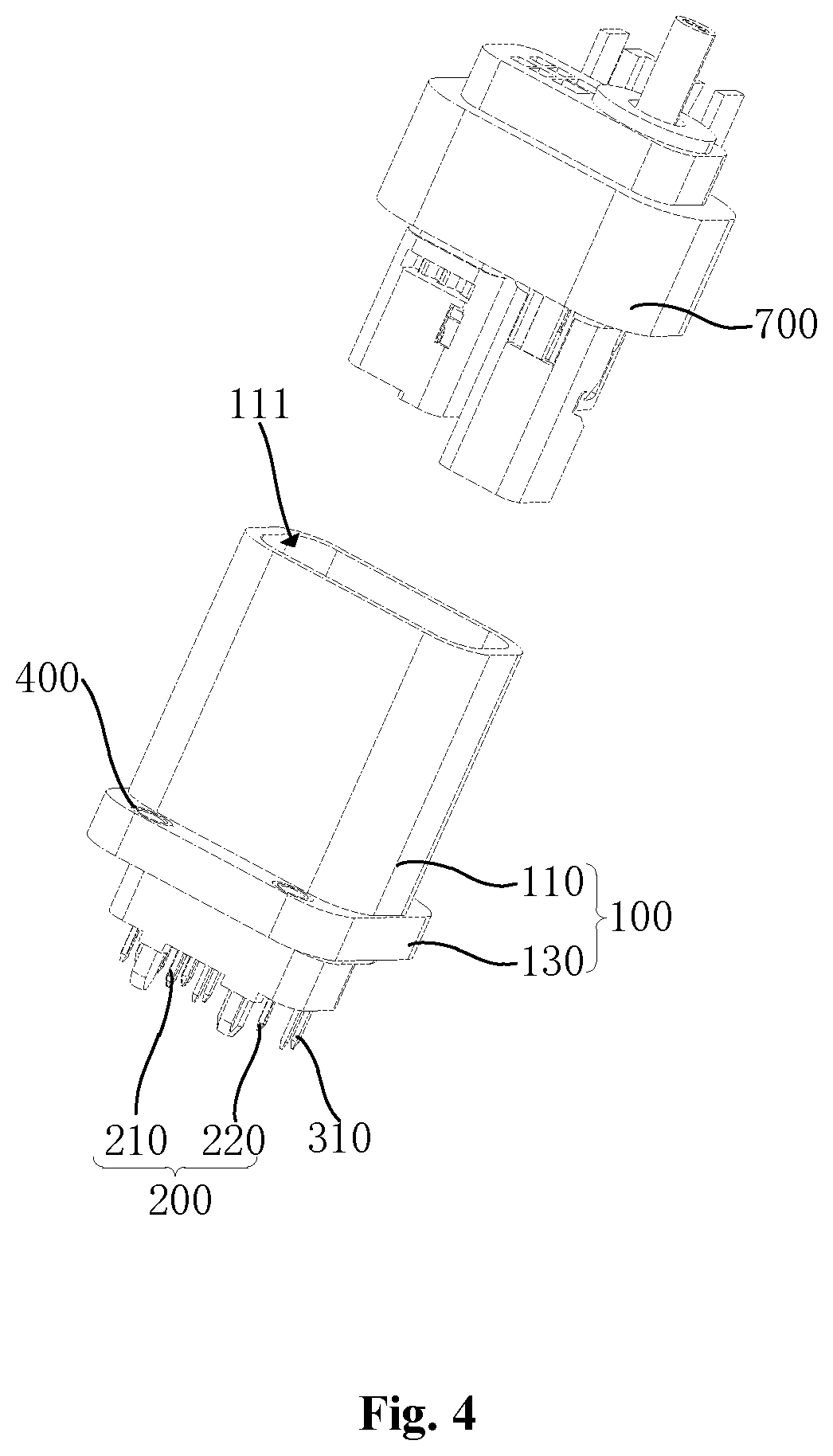 Patent US12155161 Figure 4 – Hybrid electrical connector and electrical connector assembly