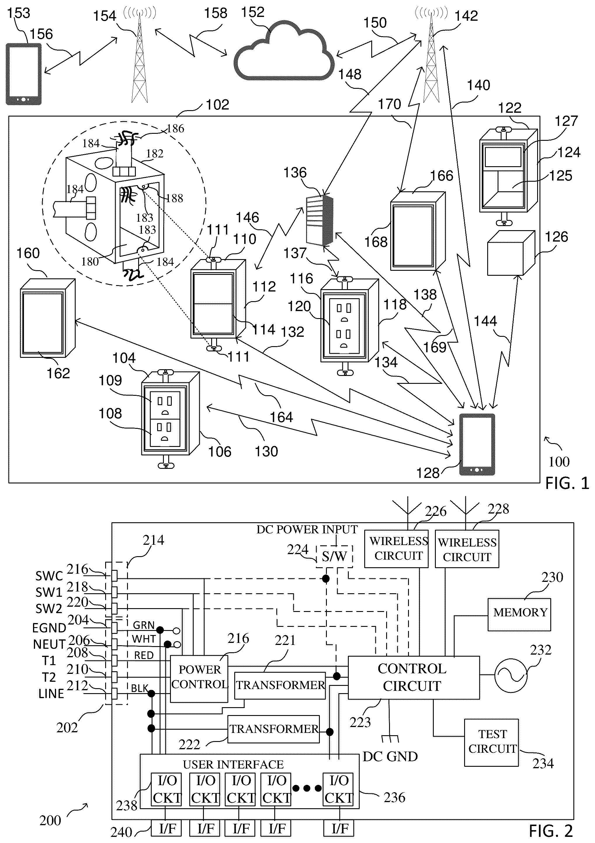 Patent US12155164 — In-wall power adapter having a switch and a connector for controlling the application of a voltage — Figure 1