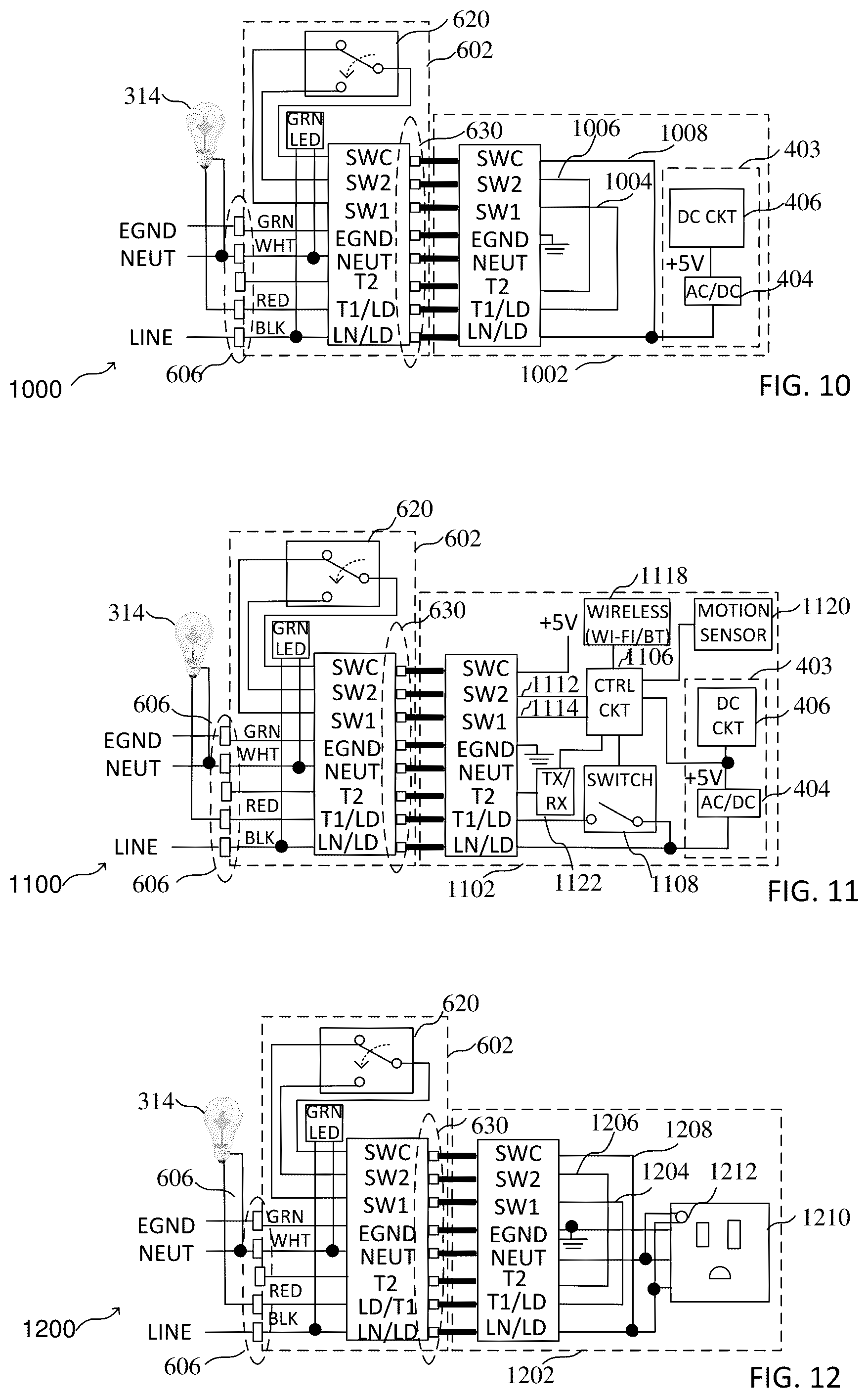 Patent US12155164 Figure 4 – In-wall power adapter having a switch and a connector for controlling the application of a voltage