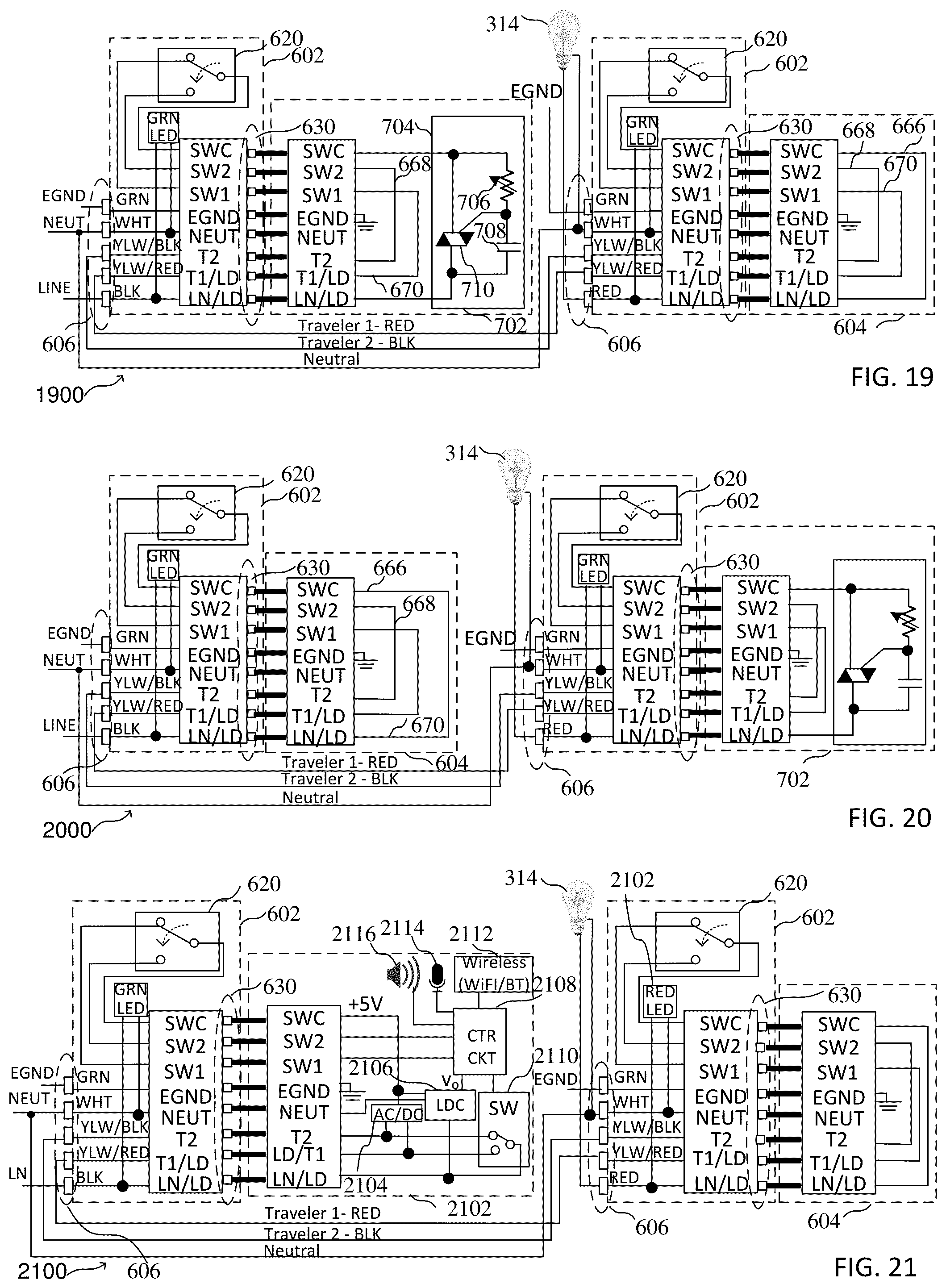 Patent US12155164 Figure 7 – In-wall power adapter having a switch and a connector for controlling the application of a voltage