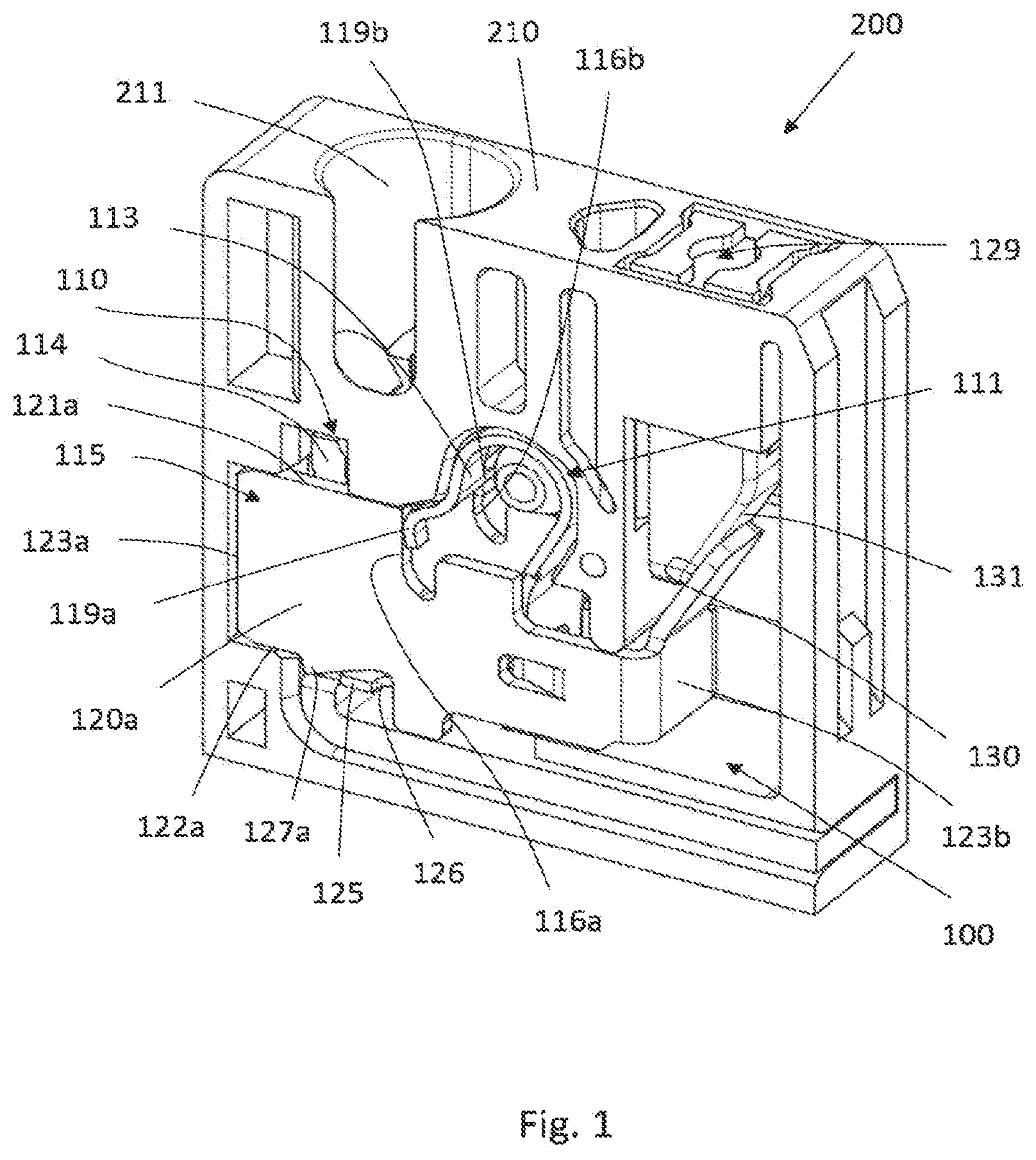 Patent US12155166 Figure 1 – Connection arrangement, connection clamp and electronic device