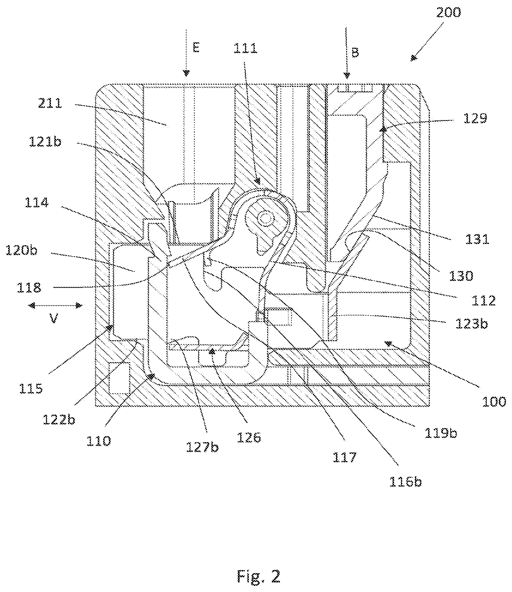 Patent US12155166 Figure 2 – Connection arrangement, connection clamp and electronic device
