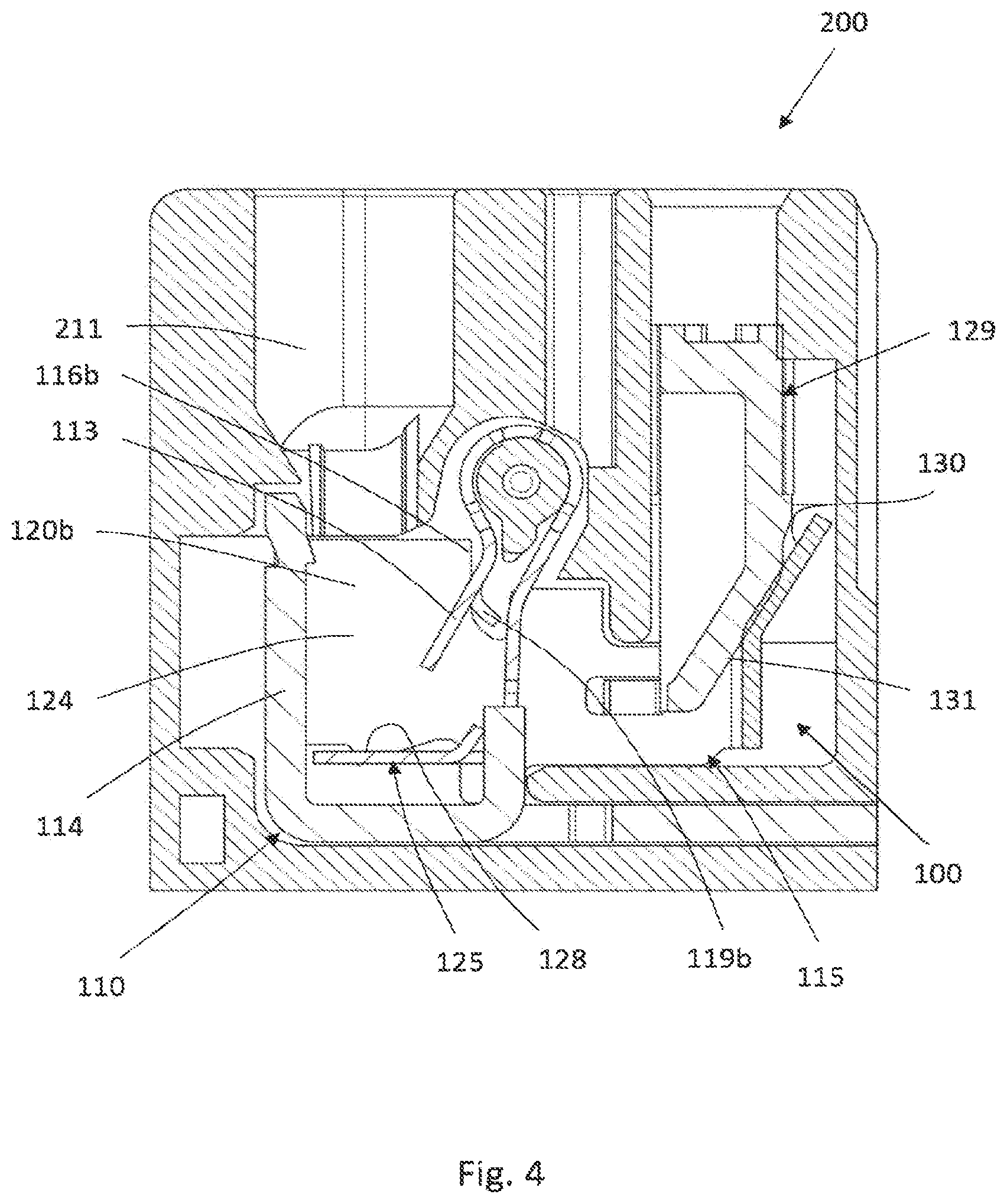 Patent US12155166 Figure 4 – Connection arrangement, connection clamp and electronic device