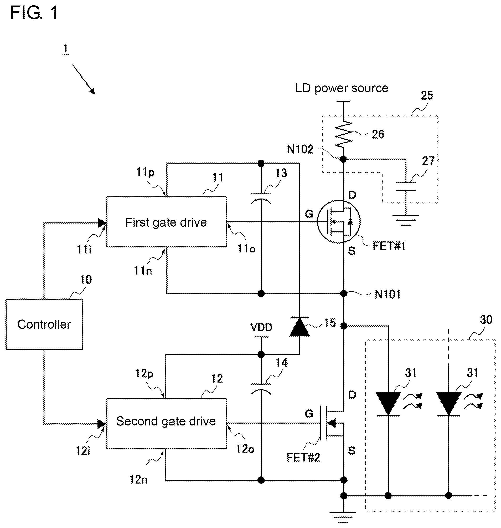 Patent US12155174 Figure 1 – Drive circuit