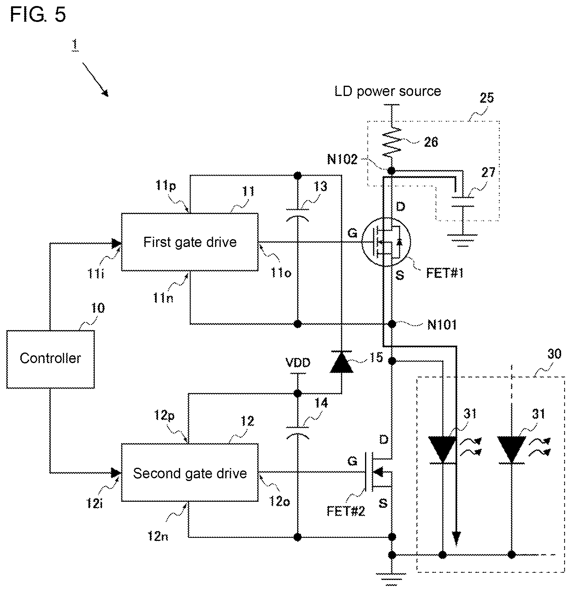 Patent US12155174 Figure 5 – Drive circuit