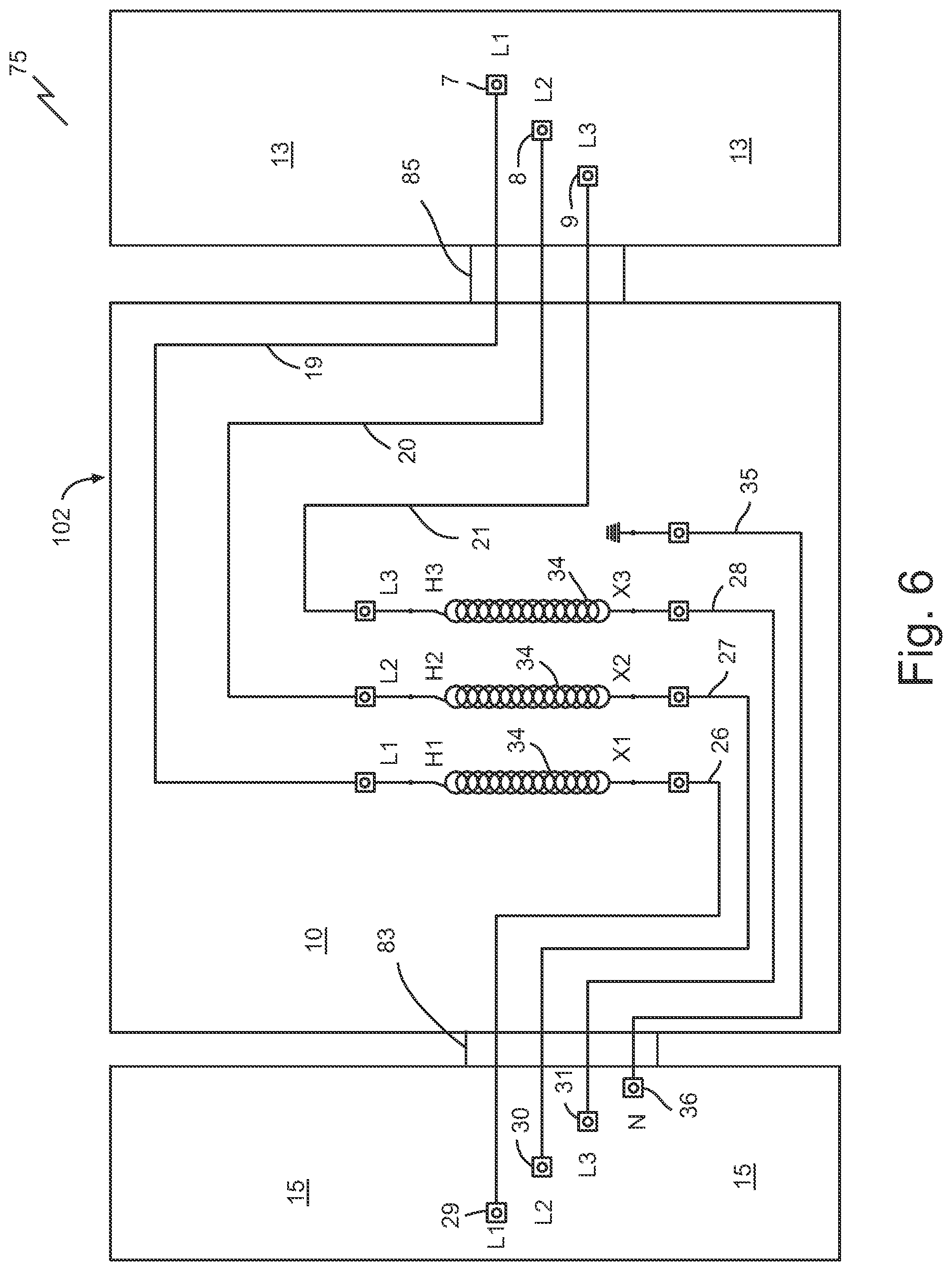 Patent US12155182 Figure 7 – Electrical equipment with additional compartment and wiring to account for temperature limitations of connected conductors