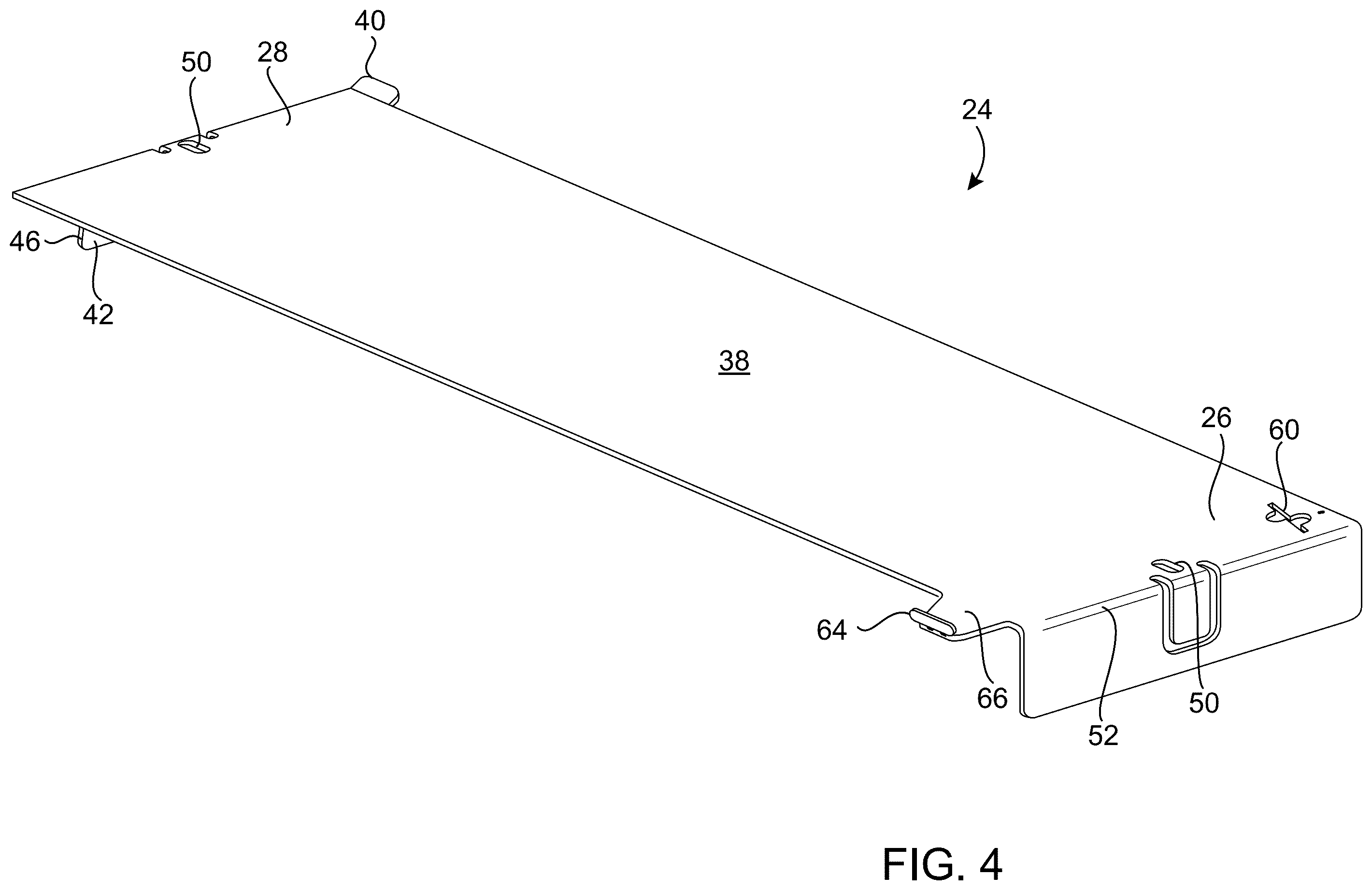 Patent US12155188 Figure 4 – Cable tray having cover panels