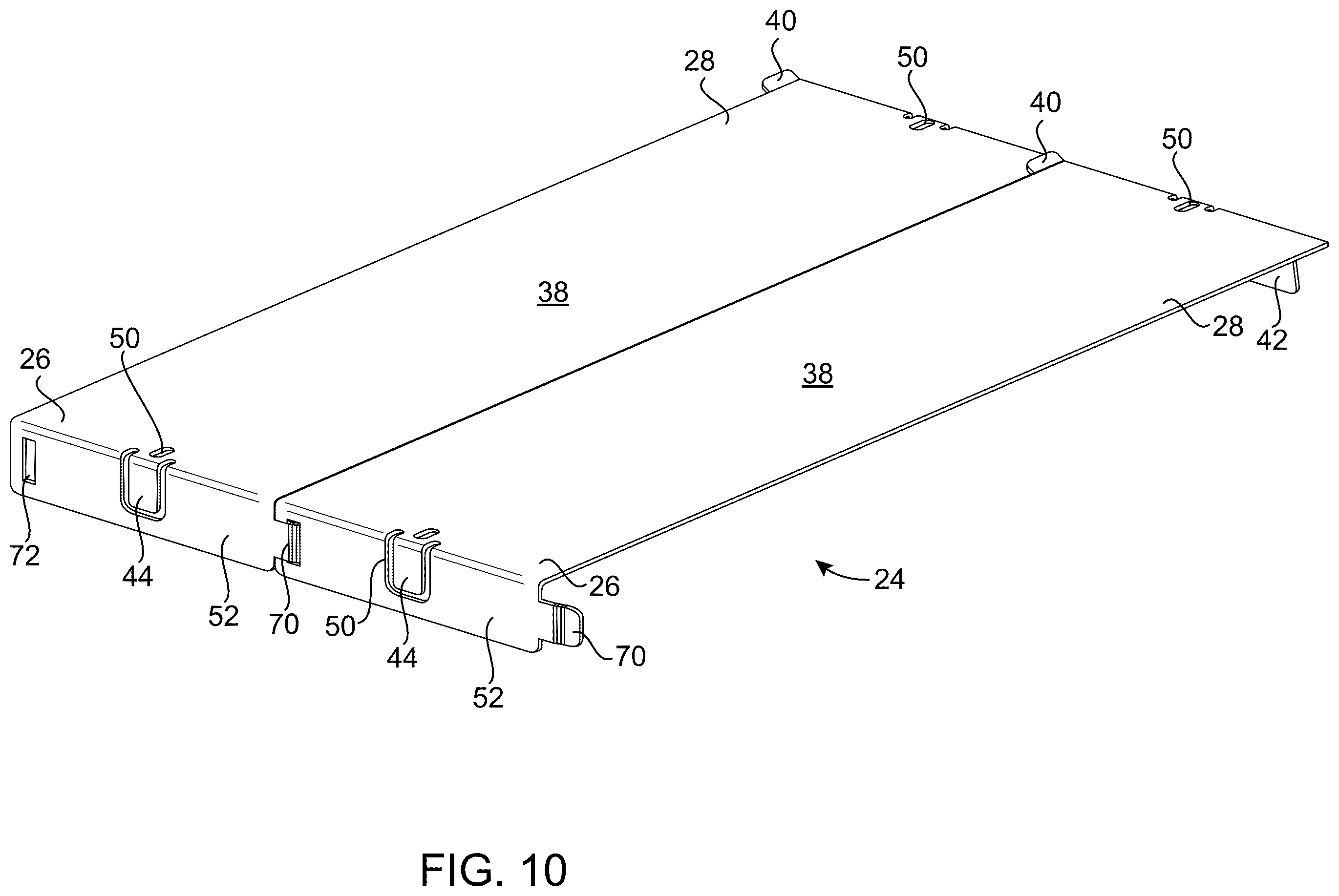 Patent US12155188 Figure 8 – Cable tray having cover panels