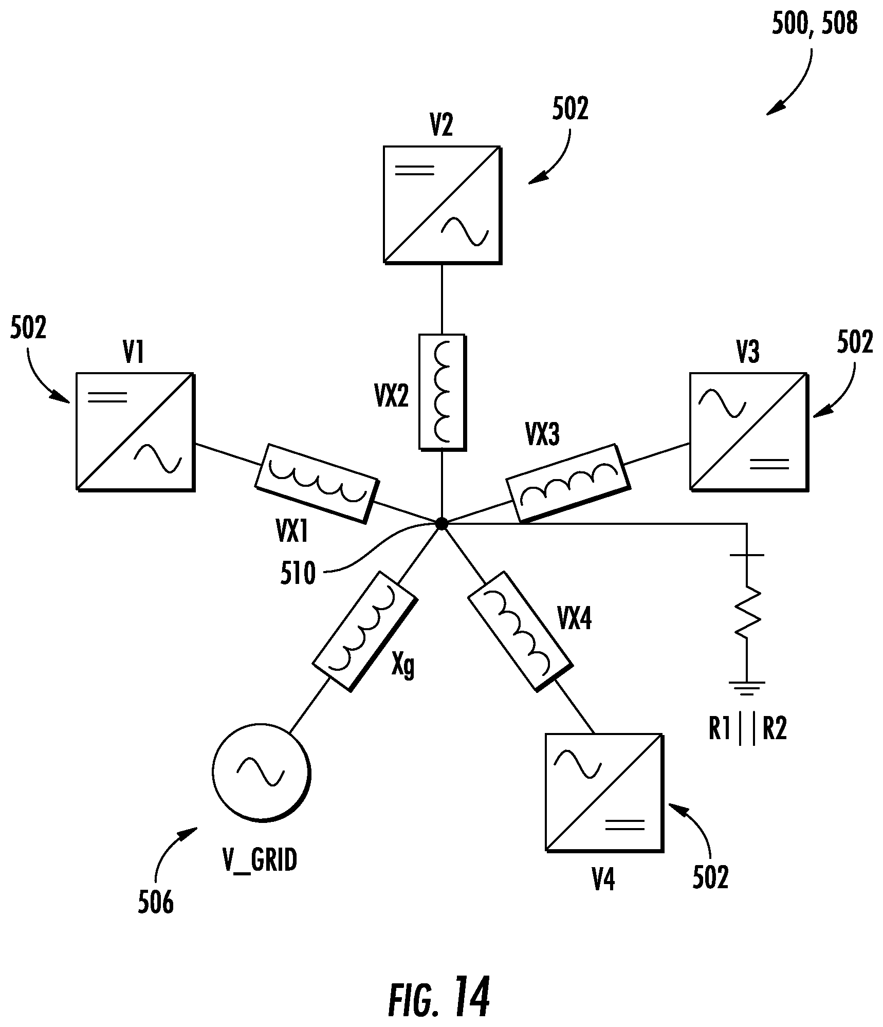 Patent US12155206 Figure 14 – Transient control for a network of distributed grid forming inverter-based resources