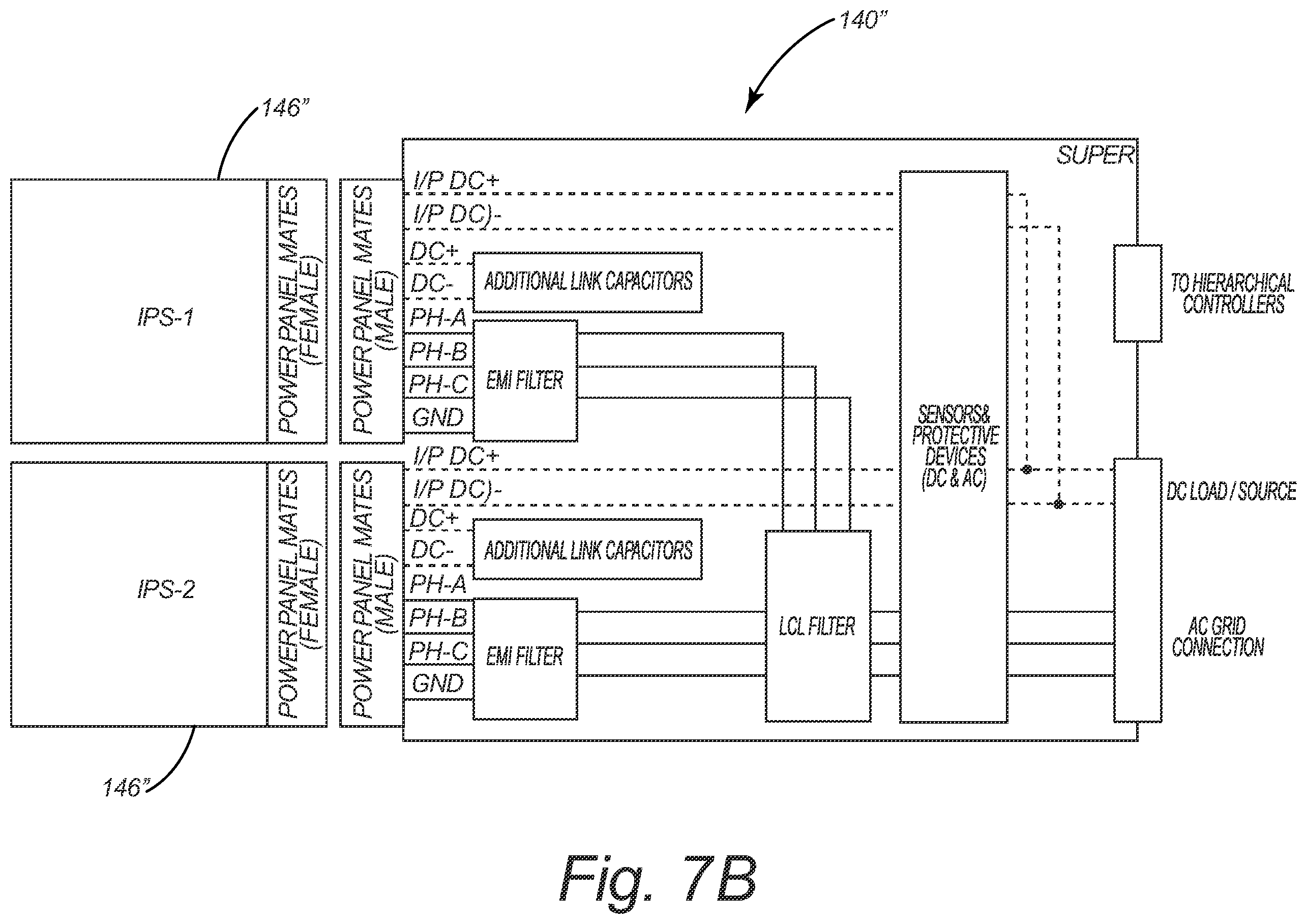 Patent US12155215 Figure 7 – Power distribution system
