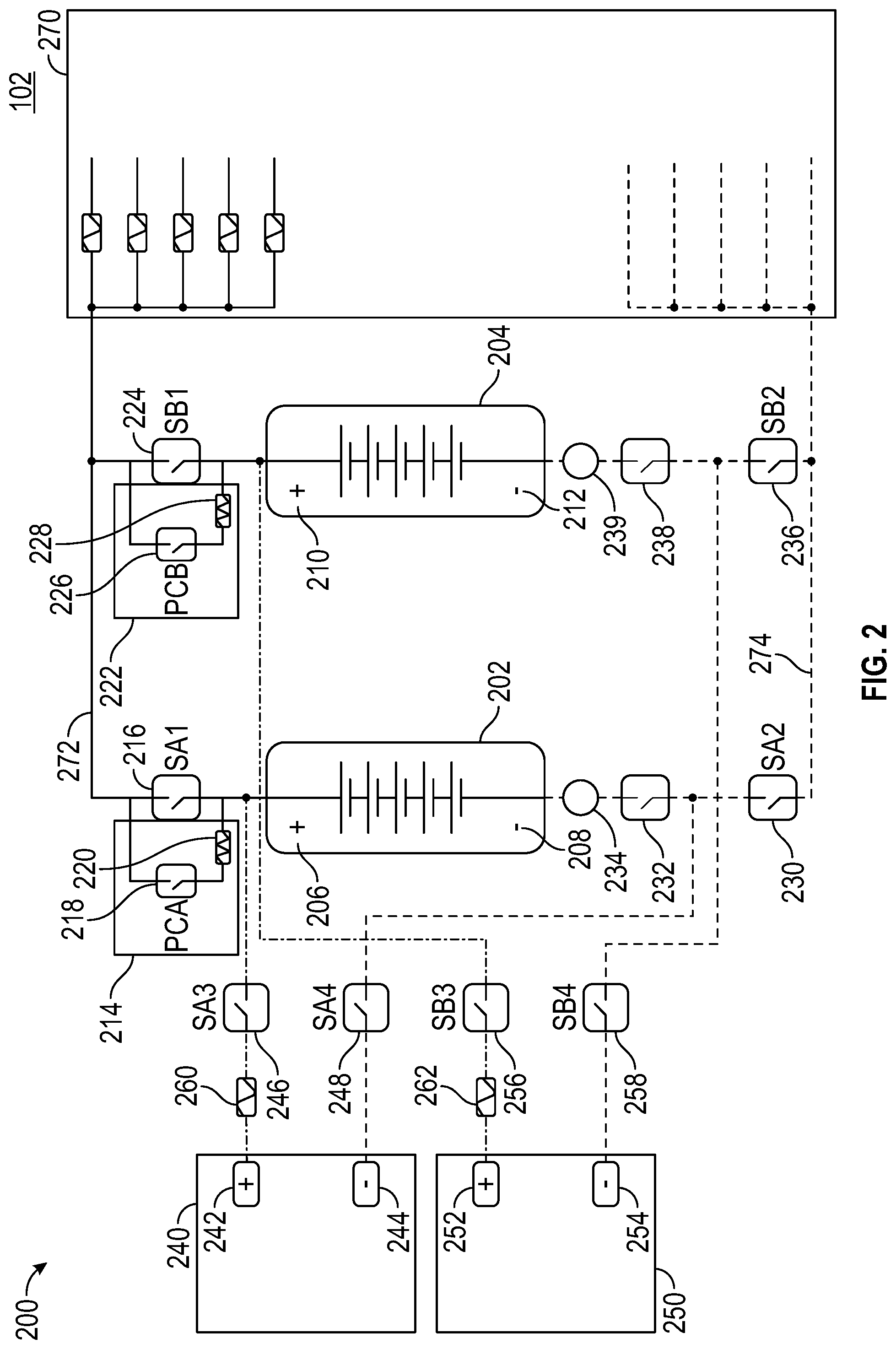 Patent US12155244 Figure 2 – High voltage architecture for multi-port charging system