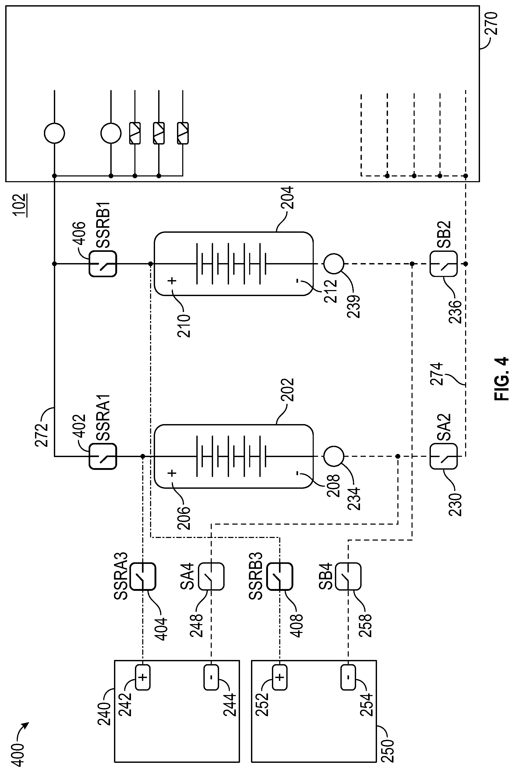 Patent US12155244 Figure 4 – High voltage architecture for multi-port charging system