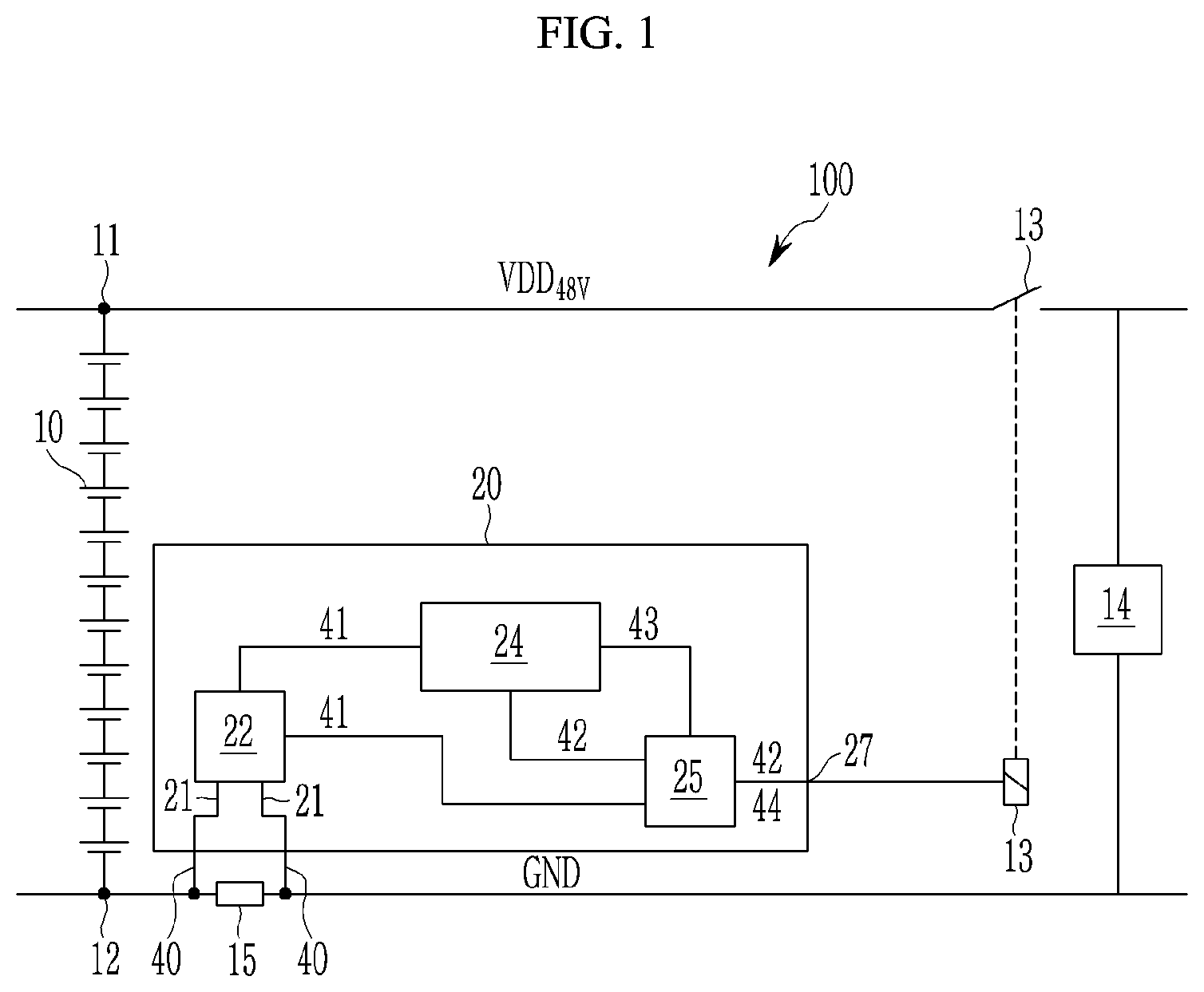 Patent US12155246 Figure 1 – Battery system