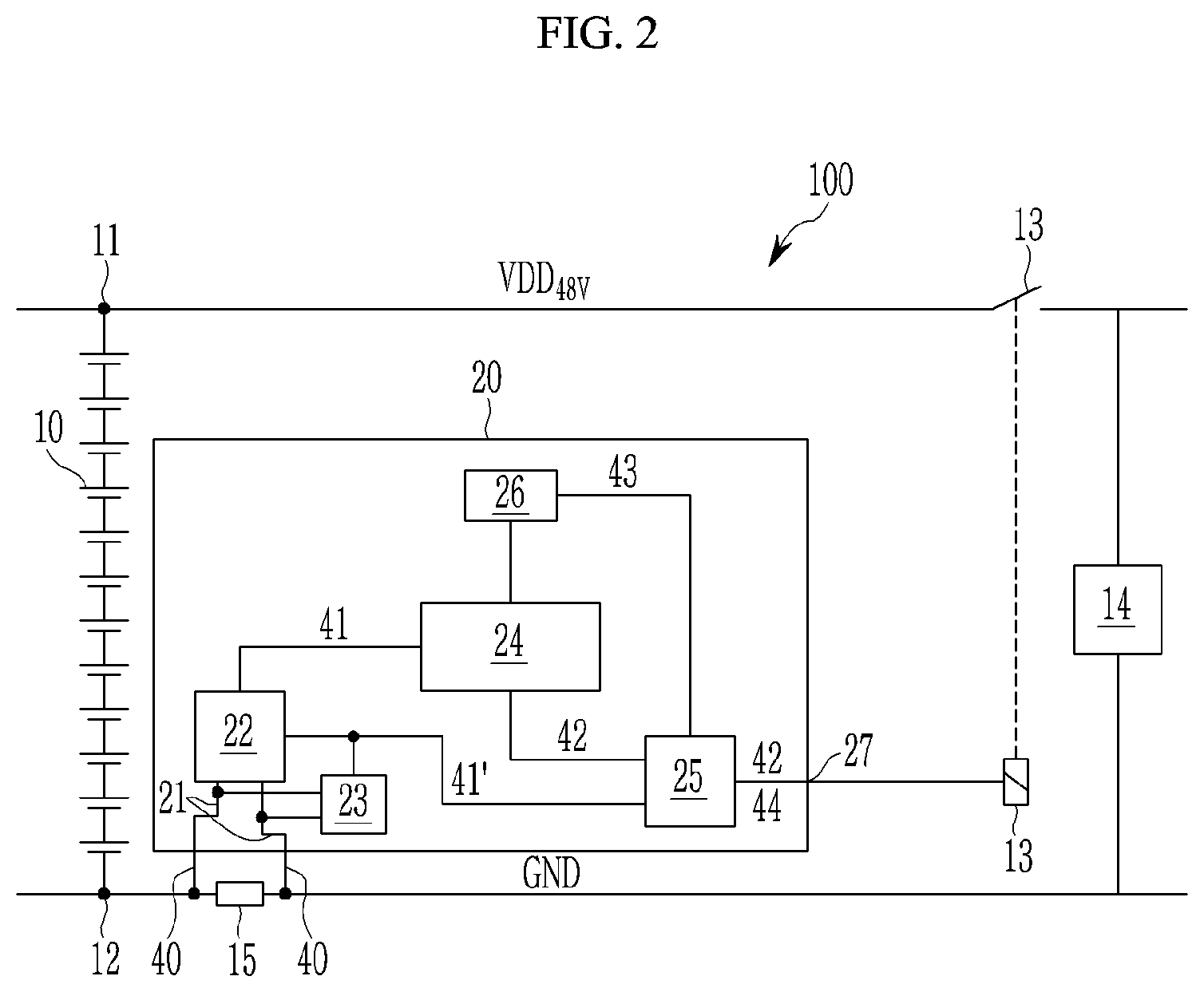 Patent US12155246 Figure 2 – Battery system